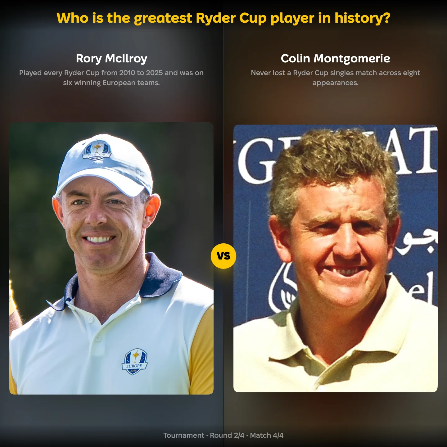 The greatest Ryder Cup player in history ranked: Rory McIlroy against Colin Montgomerie