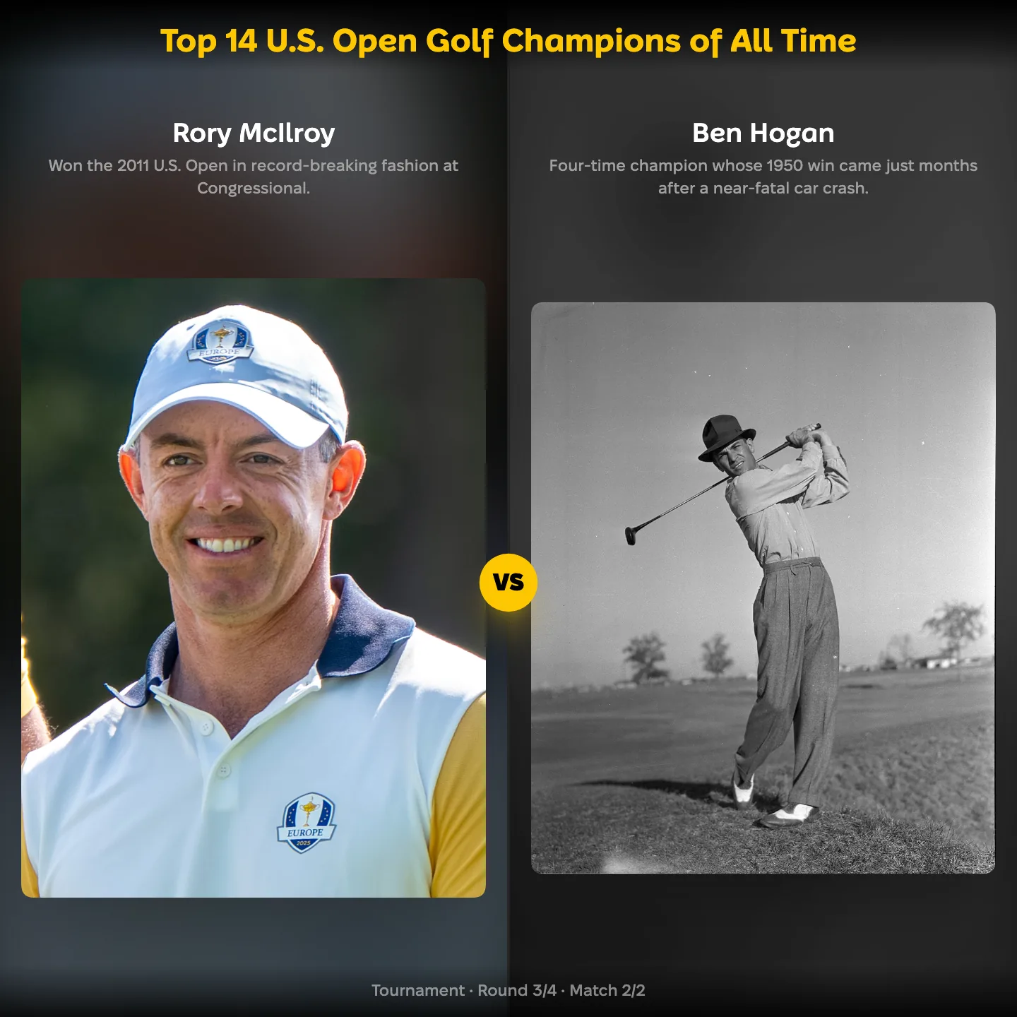 Top 14 US Open golf champions ranked: Rory McIlroy against Ben Hogan