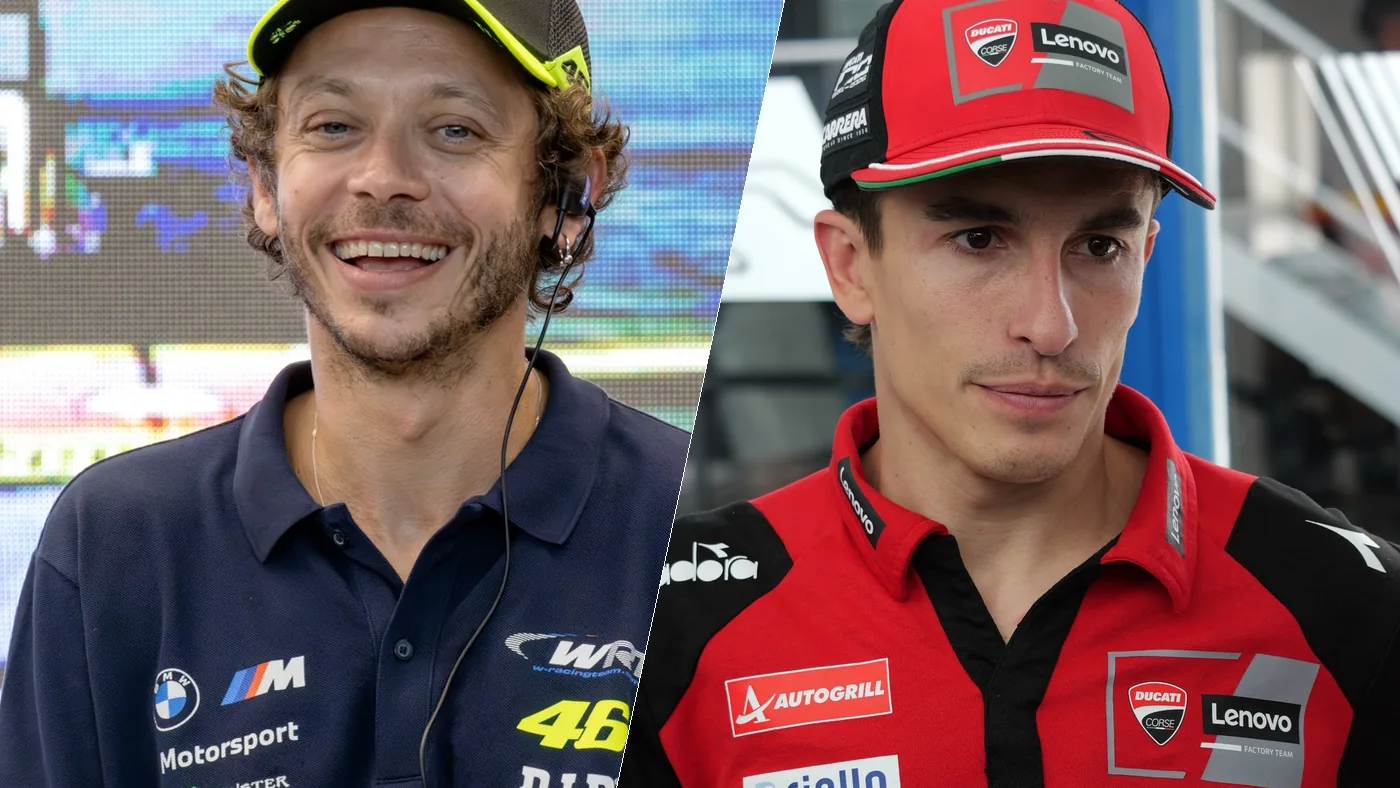 Valentino Rossi and Marc Márquez, the two riders who each hold nine motorcycle racing world championships