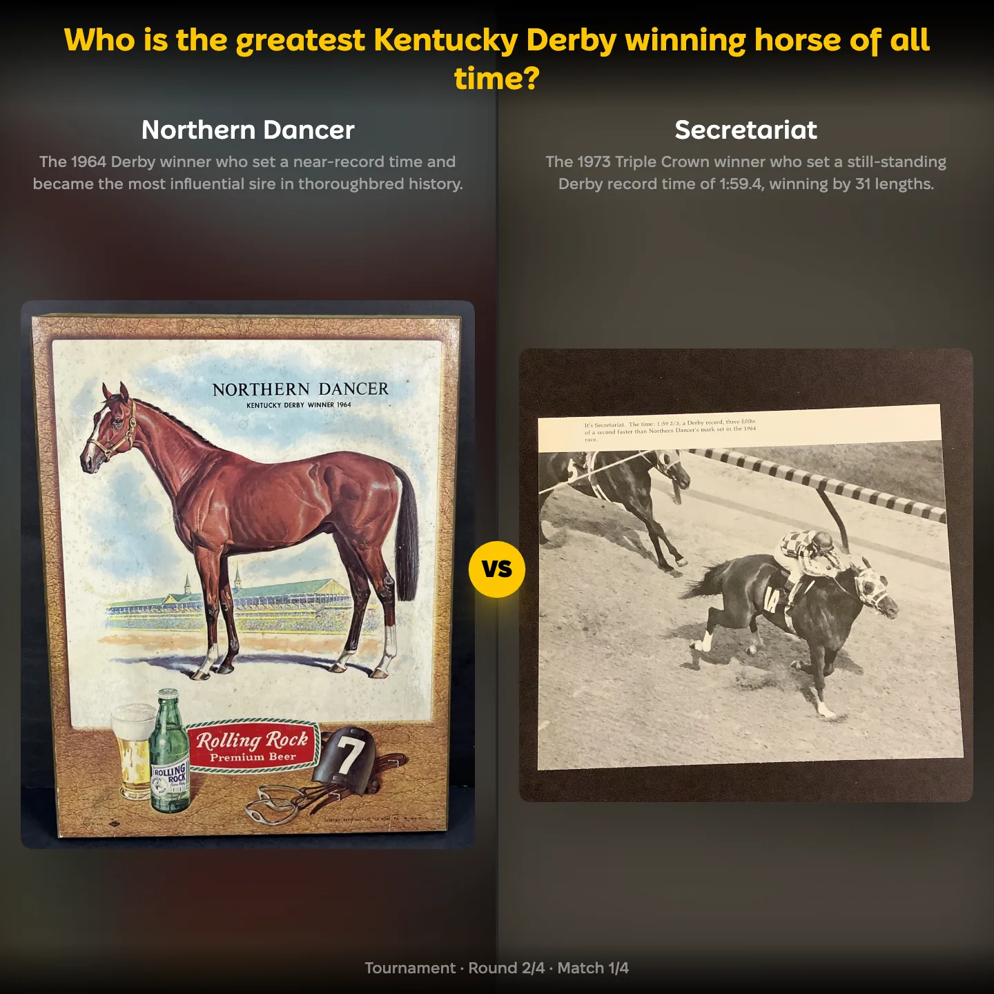 The greatest Kentucky Derby winning horse ranked, with Northern Dancer against Secretariat