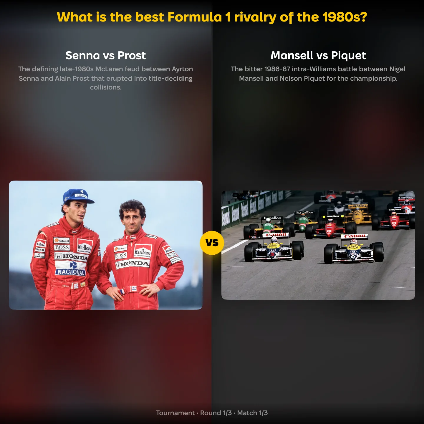 The best Formula 1 rivalry of the 1980s ranked, with Senna vs Prost against Mansell vs Piquet