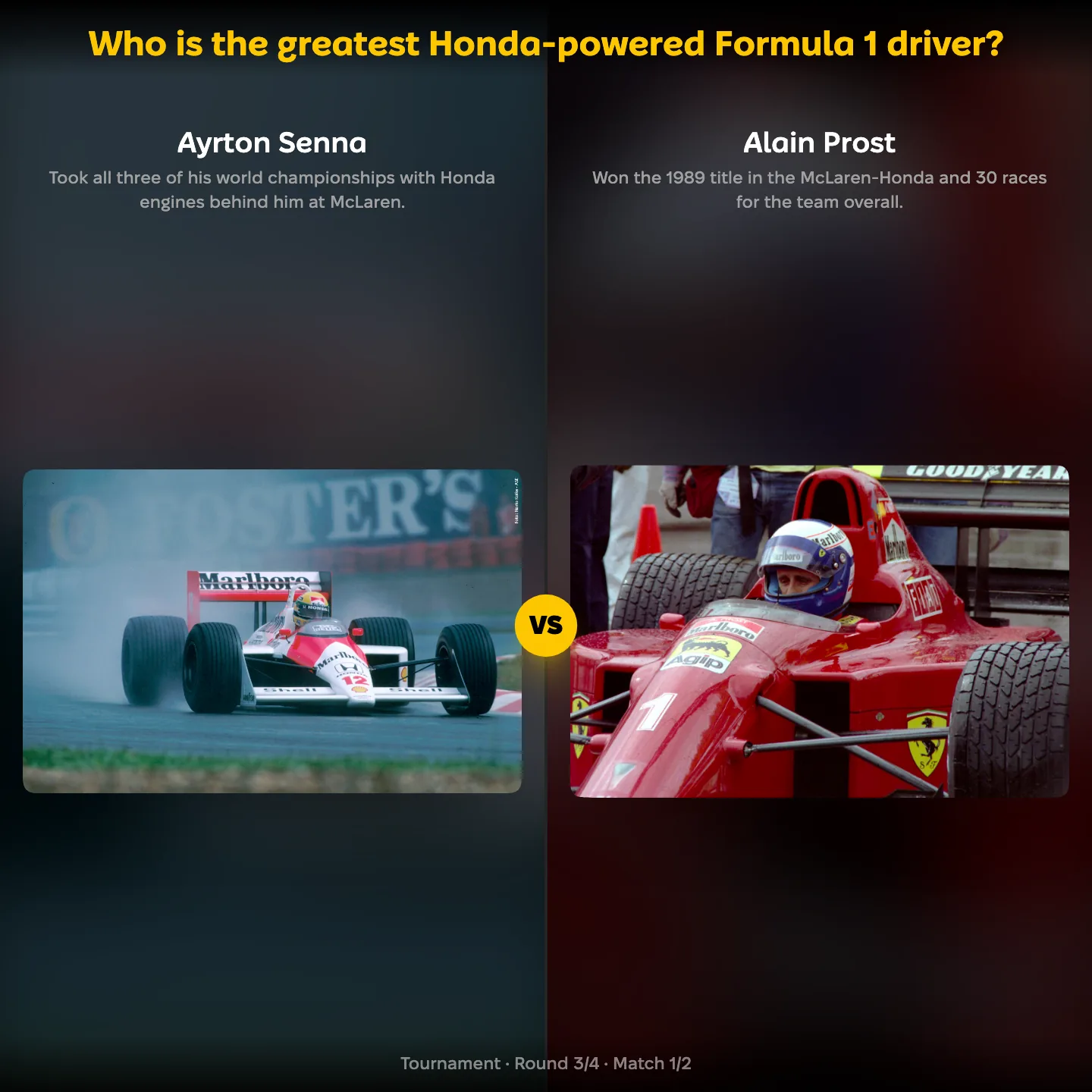 The greatest Honda-powered Formula 1 driver ranked, with Ayrton Senna against Alain Prost