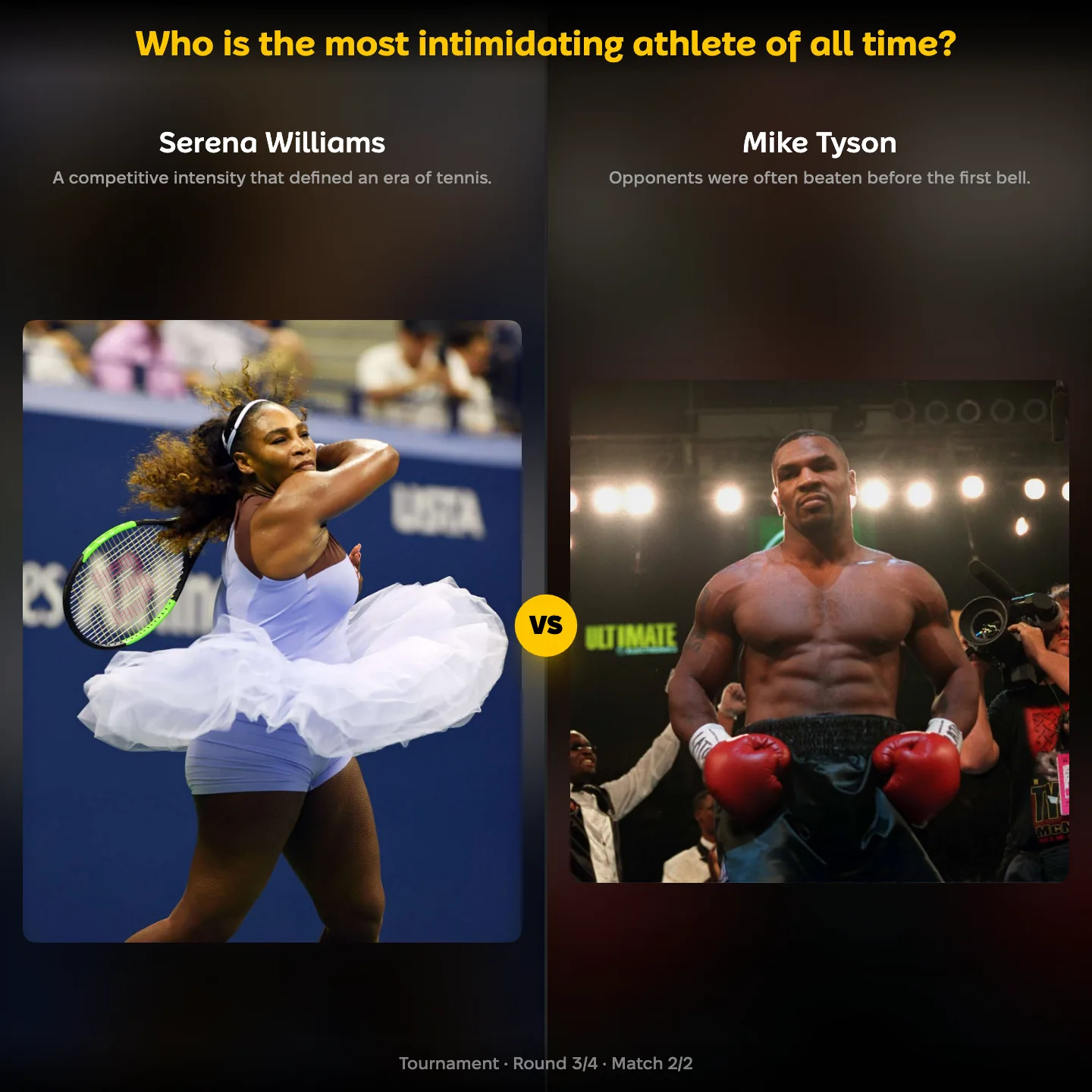 The most intimidating athlete of all time ranked, with Serena Williams against Mike Tyson