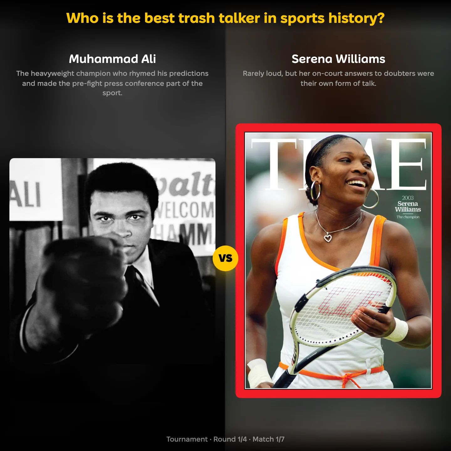 The best trash talker in sports history ranked, with Muhammad Ali against Serena Williams