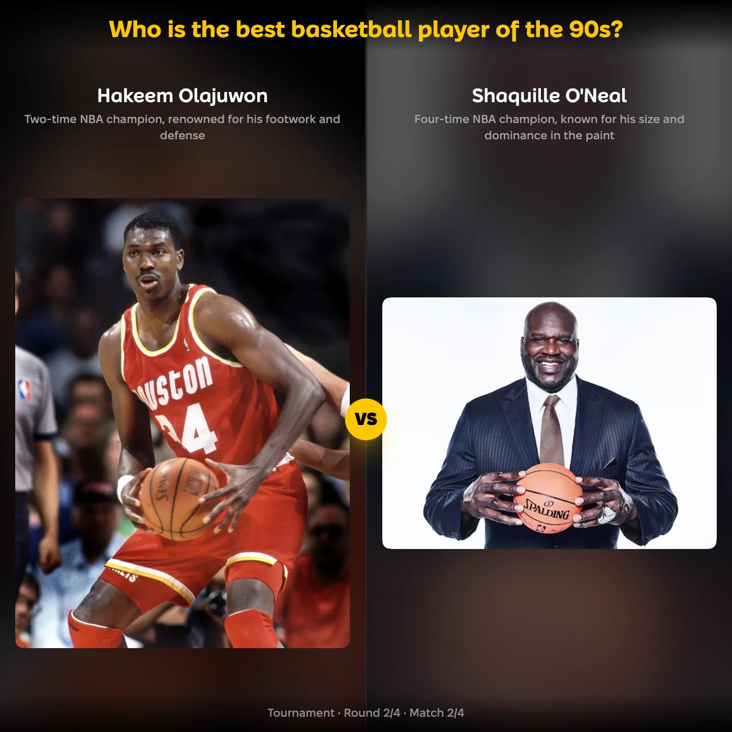 The best basketball player of the 90s ranked, with Hakeem Olajuwon against Shaquille O'Neal