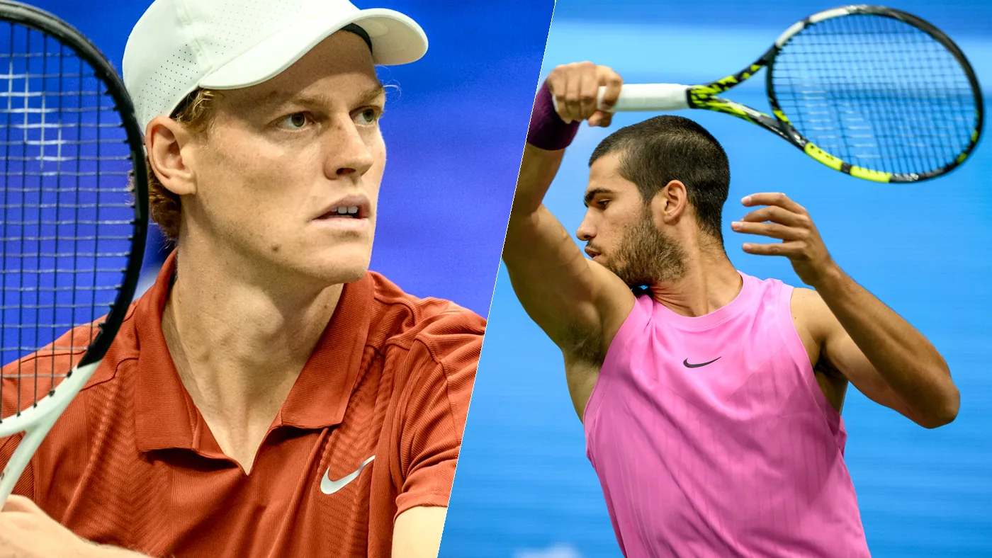 Jannik Sinner and Carlos Alcaraz at the 2025 US Open final