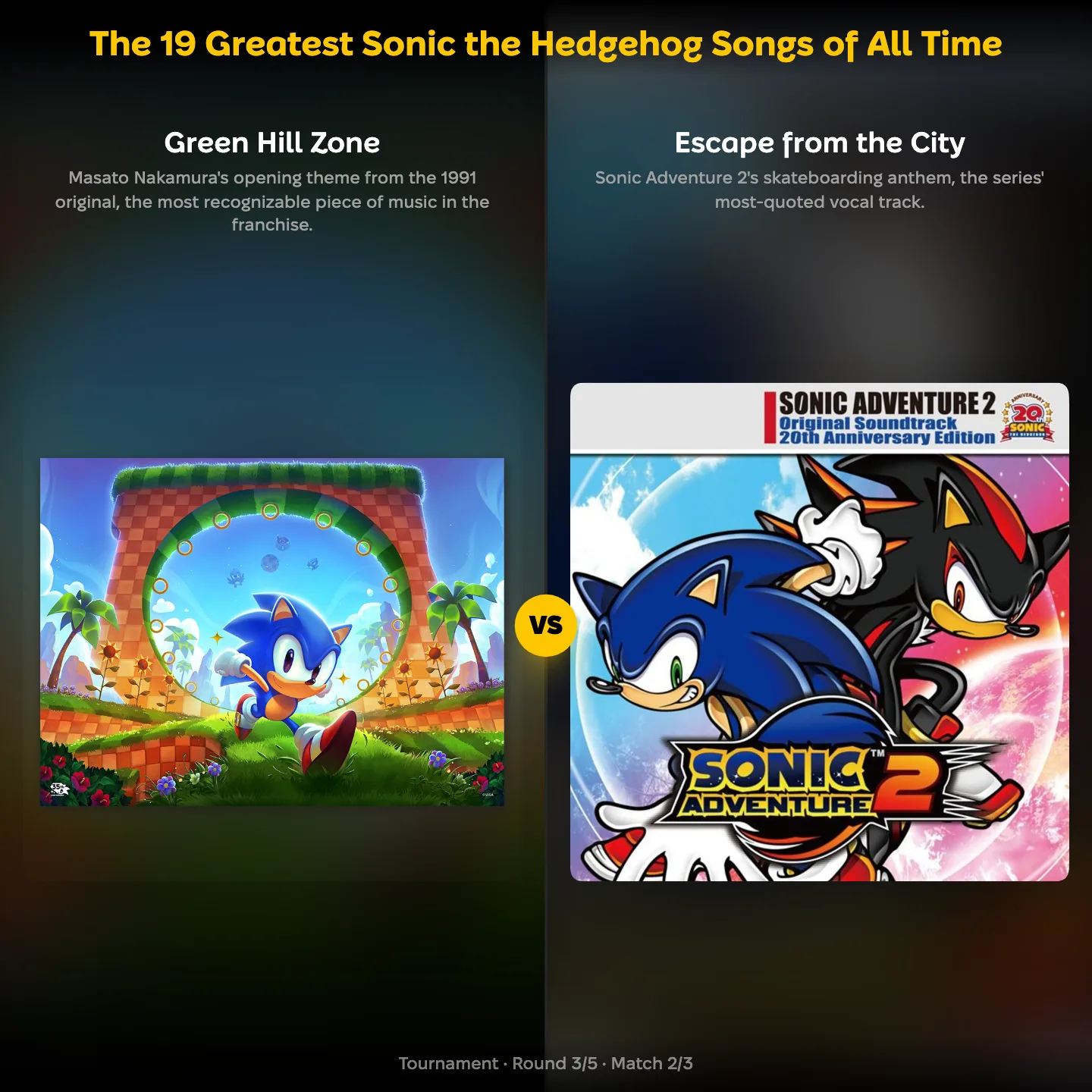 The 19 greatest Sonic the Hedgehog songs of all time ranked, with Green Hill Zone against Escape from the City