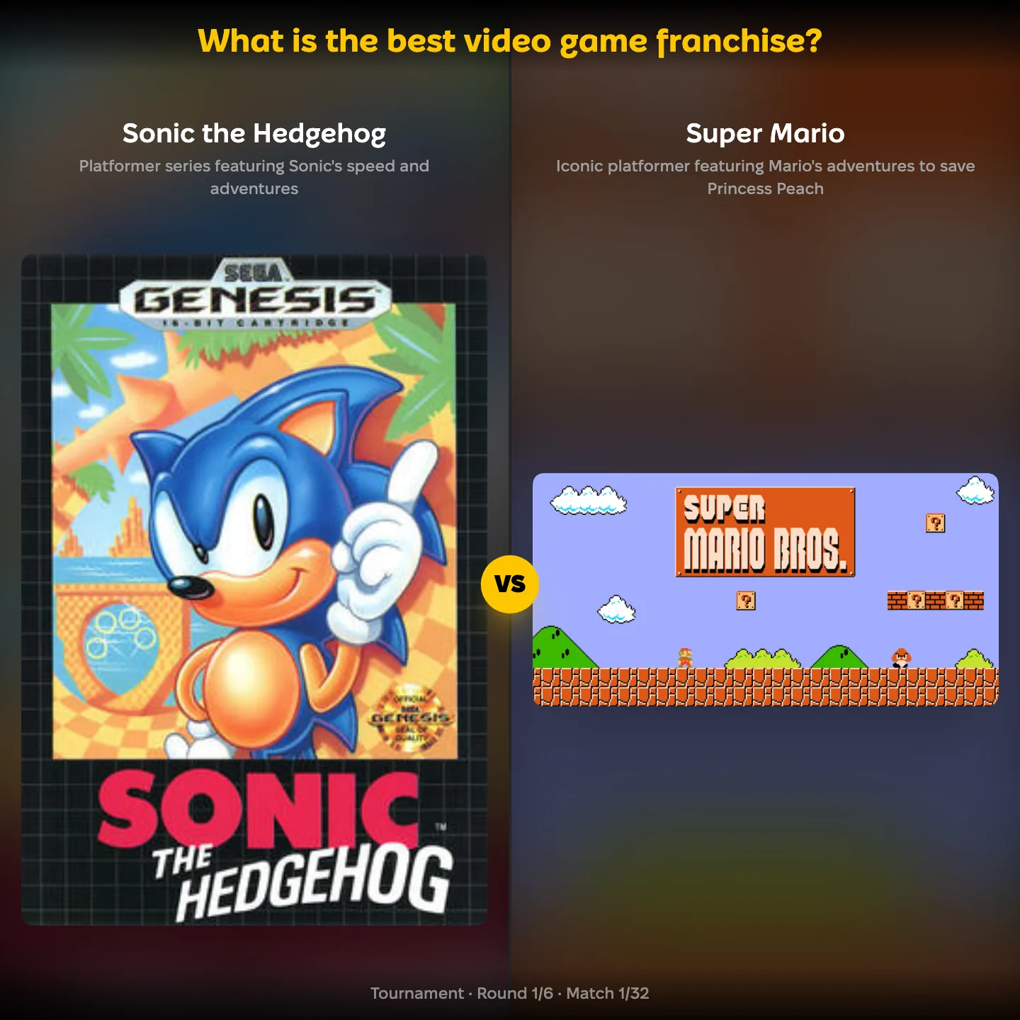 The best video game franchise ranked, with Sonic the Hedgehog against Super Mario