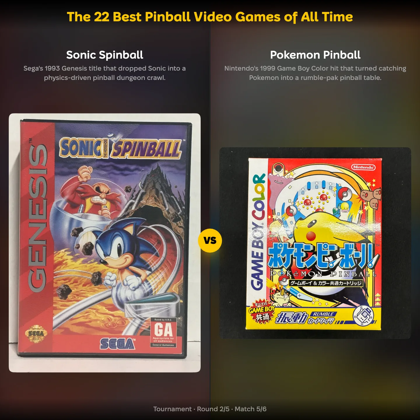 The 22 best pinball video games of all time ranked, with Sonic Spinball against Pokemon Pinball