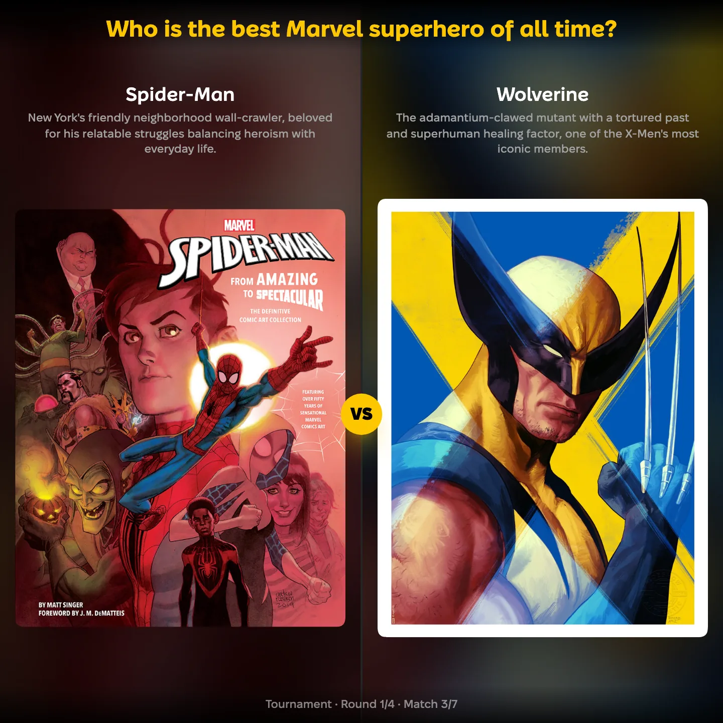 Who is the best Marvel superhero of all time? Spider-Man against Wolverine
