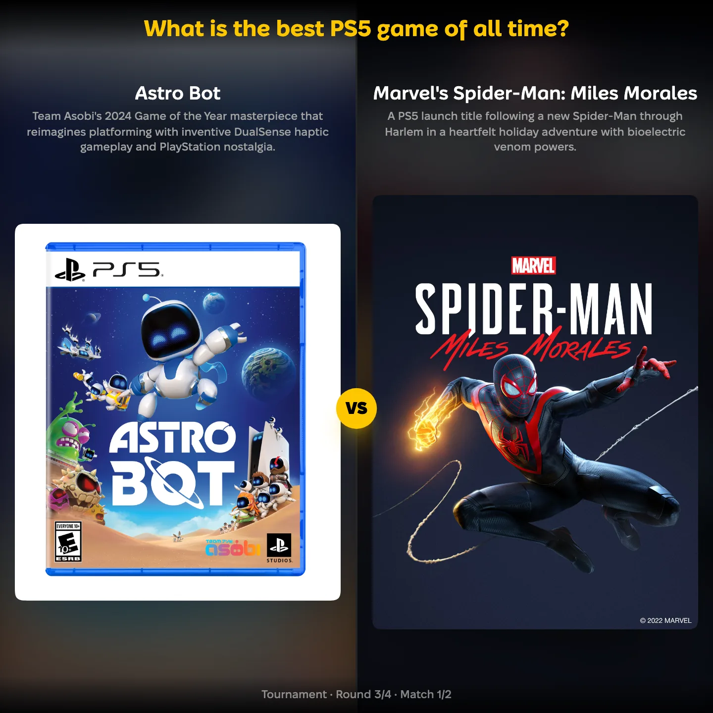 What is the best PS5 game of all time? Astro Bot against Marvel's Spider-Man: Miles Morales