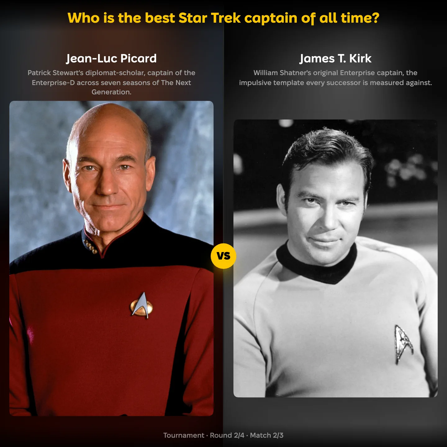 Who is the best Star Trek captain of all time? ranking, with Jean-Luc Picard against James T. Kirk