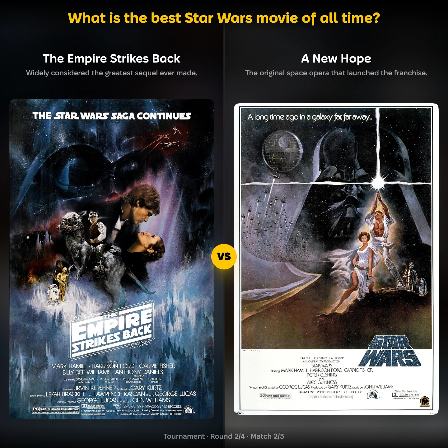 The best Star Wars movie of all time ranked, with The Empire Strikes Back against A New Hope