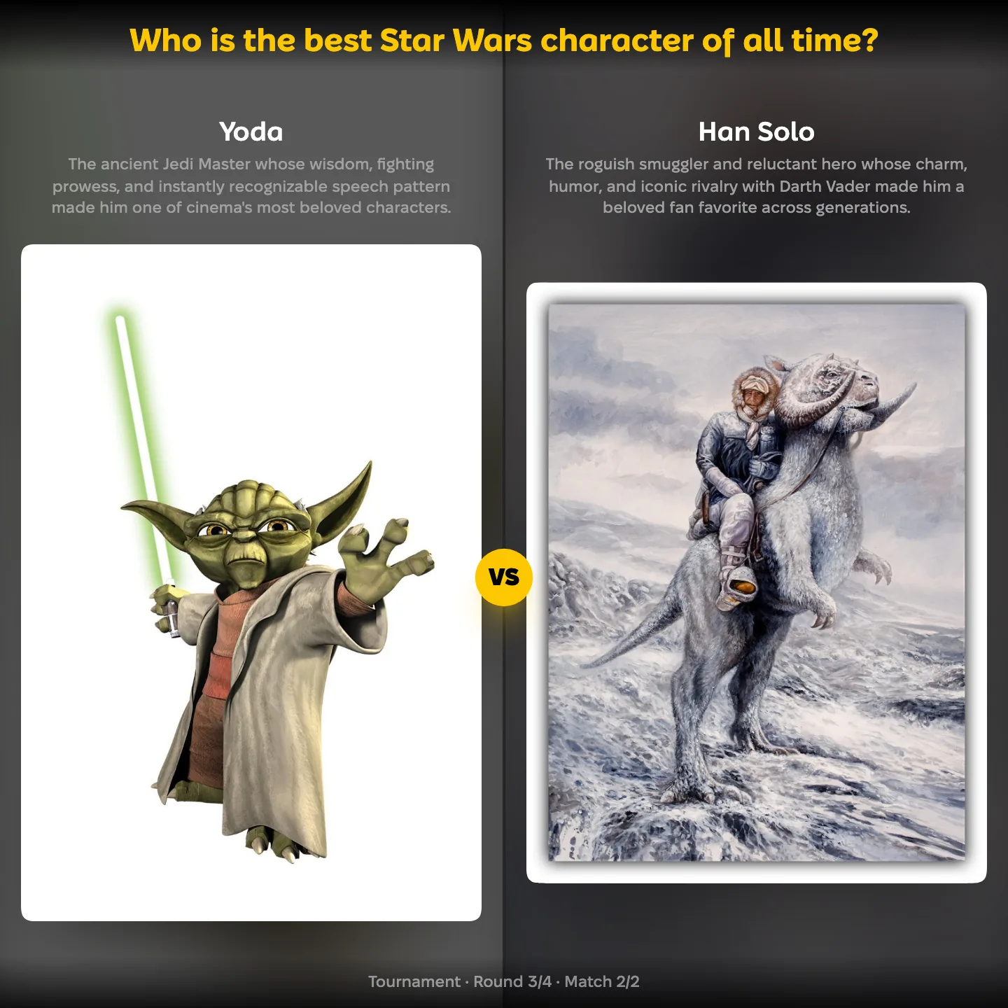 The best Star Wars character of all time ranked, with Yoda against Han Solo