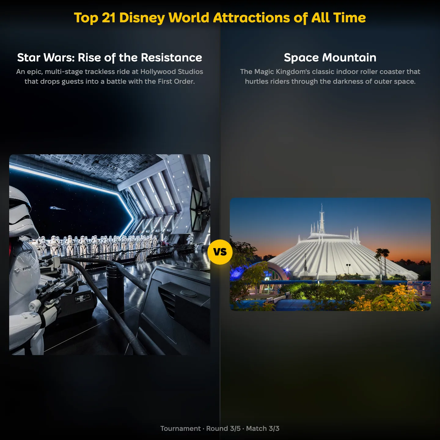 The top Disney World attractions of all time ranked, with Star Wars: Rise of the Resistance against Space Mountain