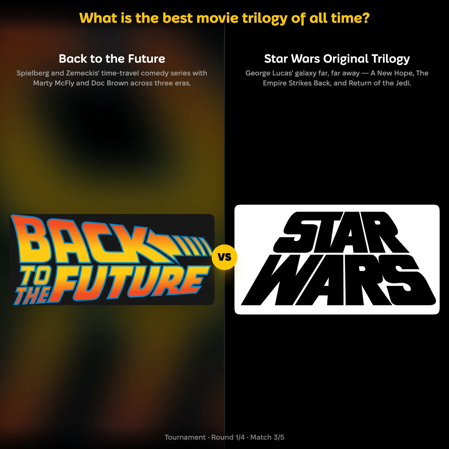 The best movie trilogy of all time ranked, with the Star Wars original trilogy against Back to the Future