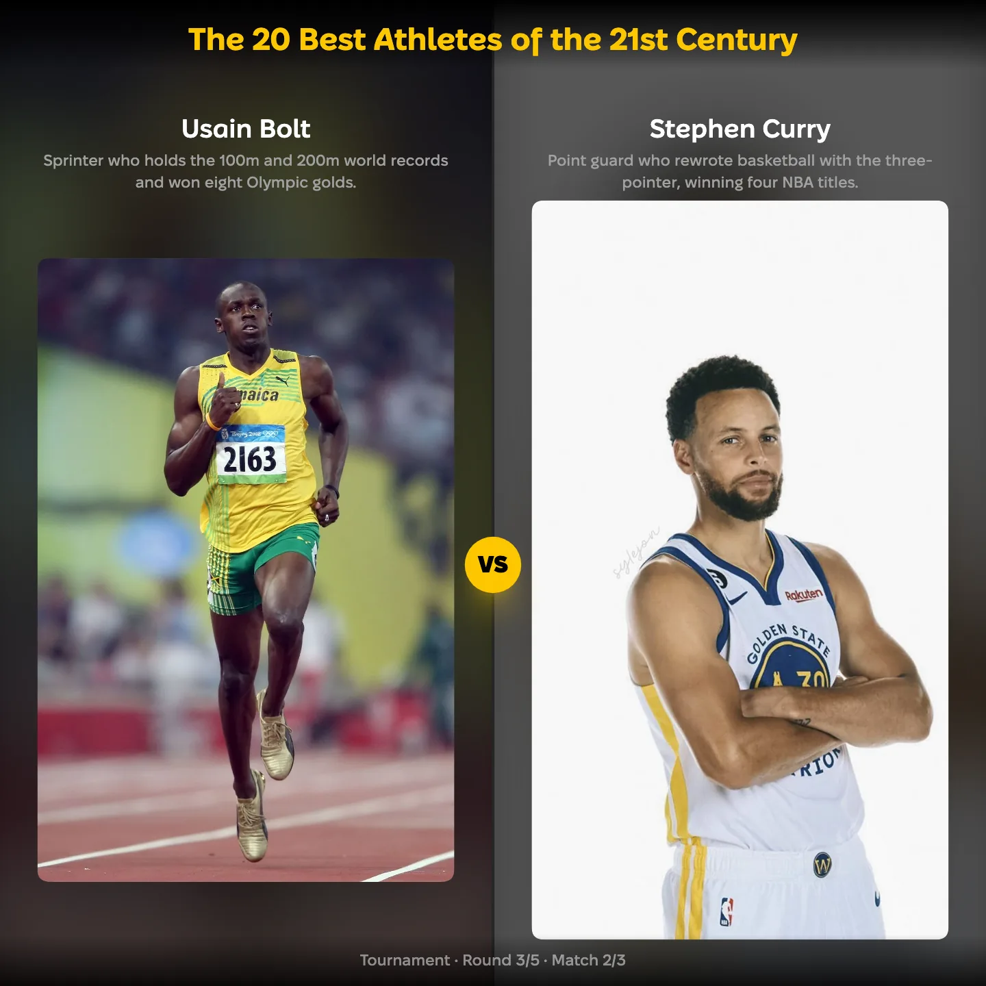 The 20 best athletes of the 21st century ranked, with Usain Bolt facing Stephen Curry