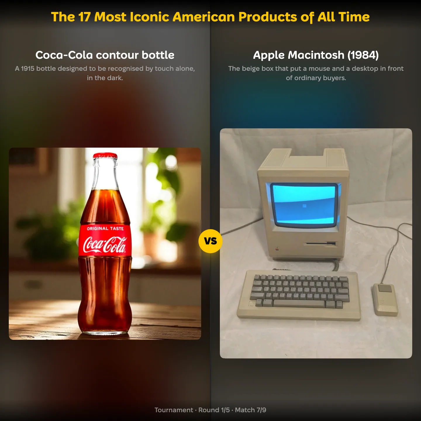 The most iconic American products ranked: the Coca-Cola contour bottle vs the Apple Macintosh (1984)