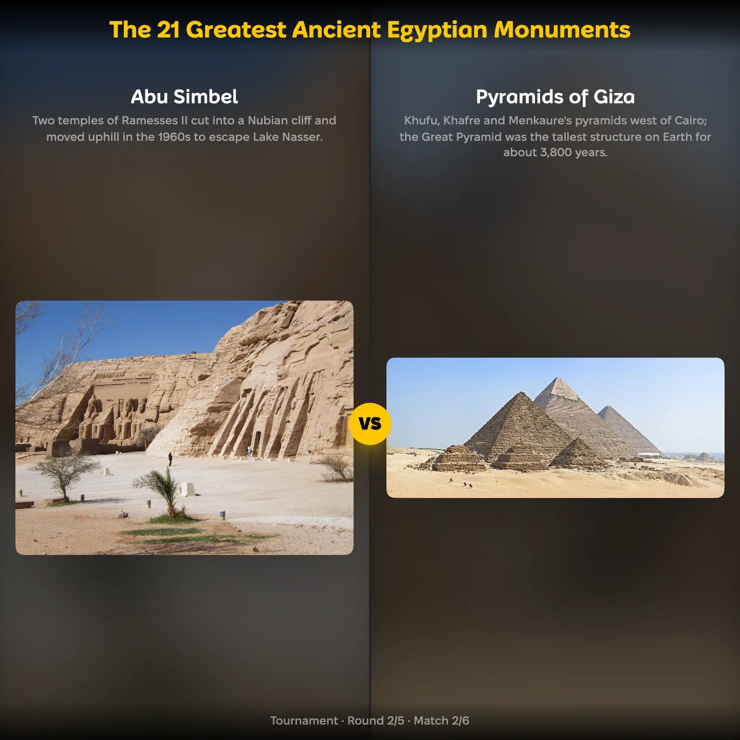The greatest ancient Egyptian monuments ranked: Abu Simbel vs Pyramids of Giza