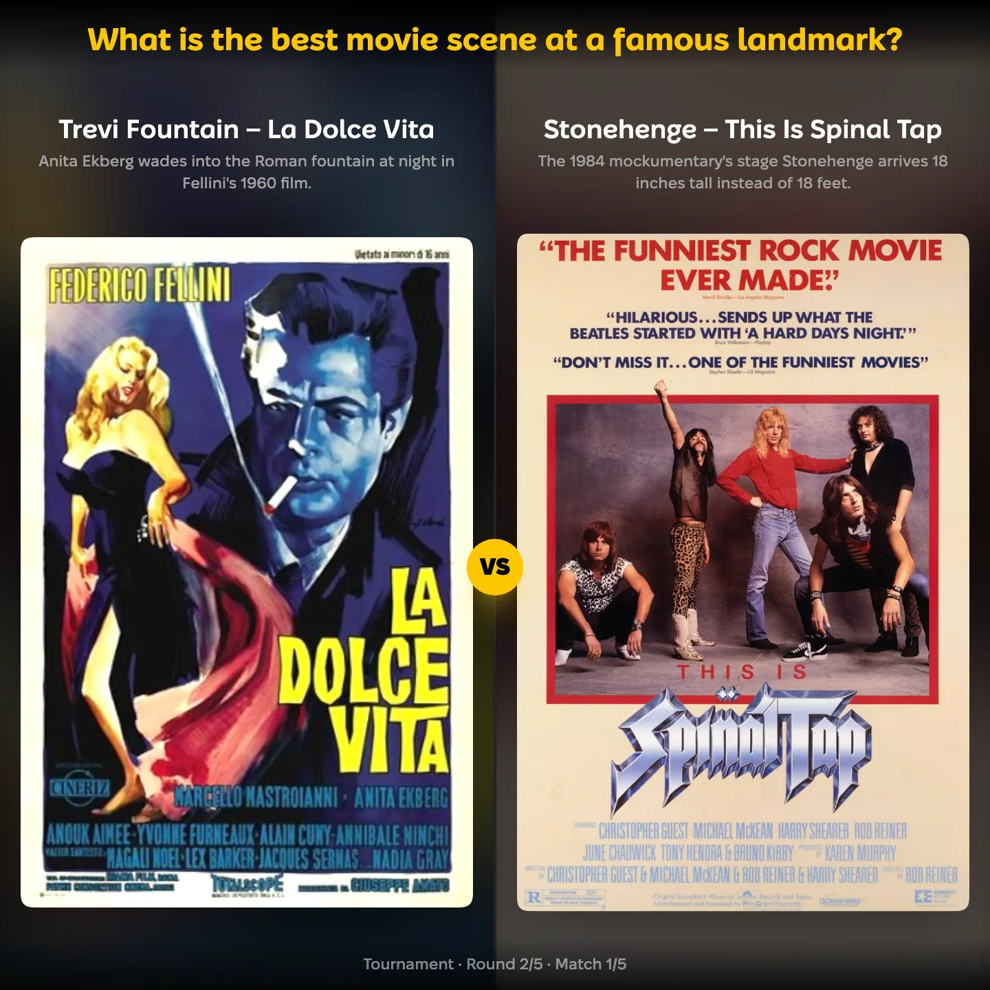 The best movie scenes at famous landmarks ranked: La Dolce Vita vs This Is Spinal Tap
