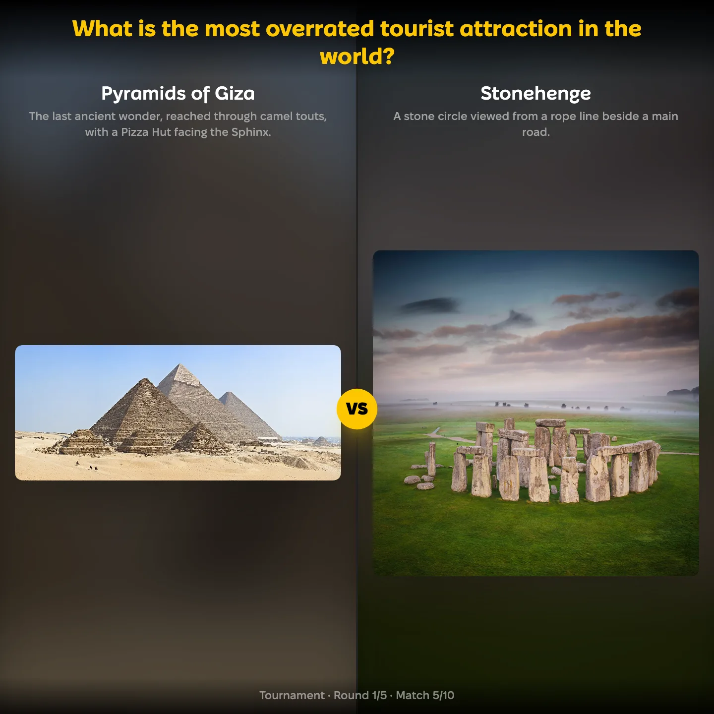 The most overrated tourist attractions ranked: Pyramids of Giza vs Stonehenge