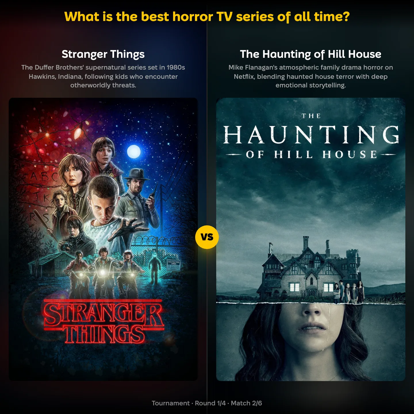 The best horror TV series of all time ranked, with Stranger Things against The Haunting of Hill House