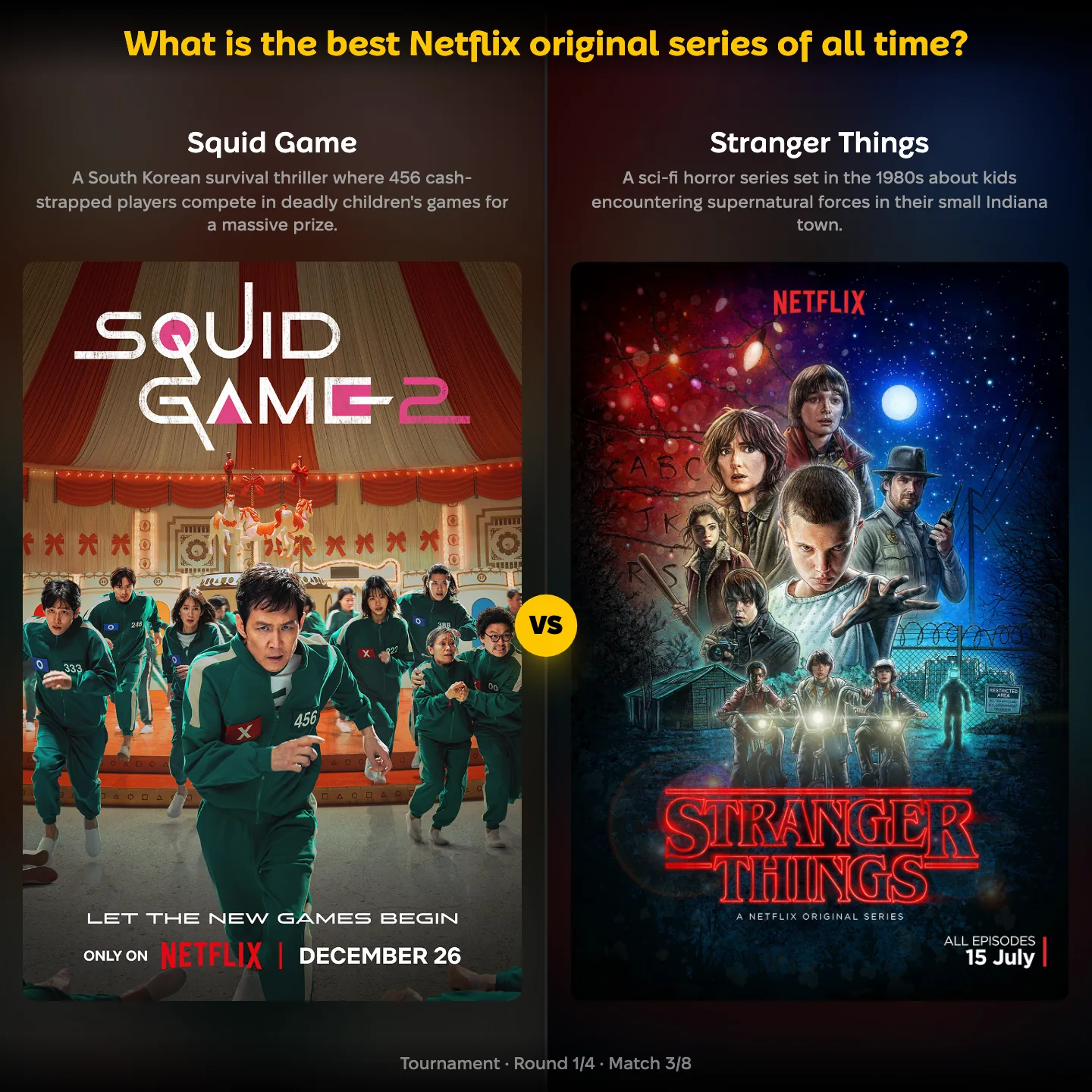 The best Netflix original series of all time ranked, with Squid Game against Stranger Things