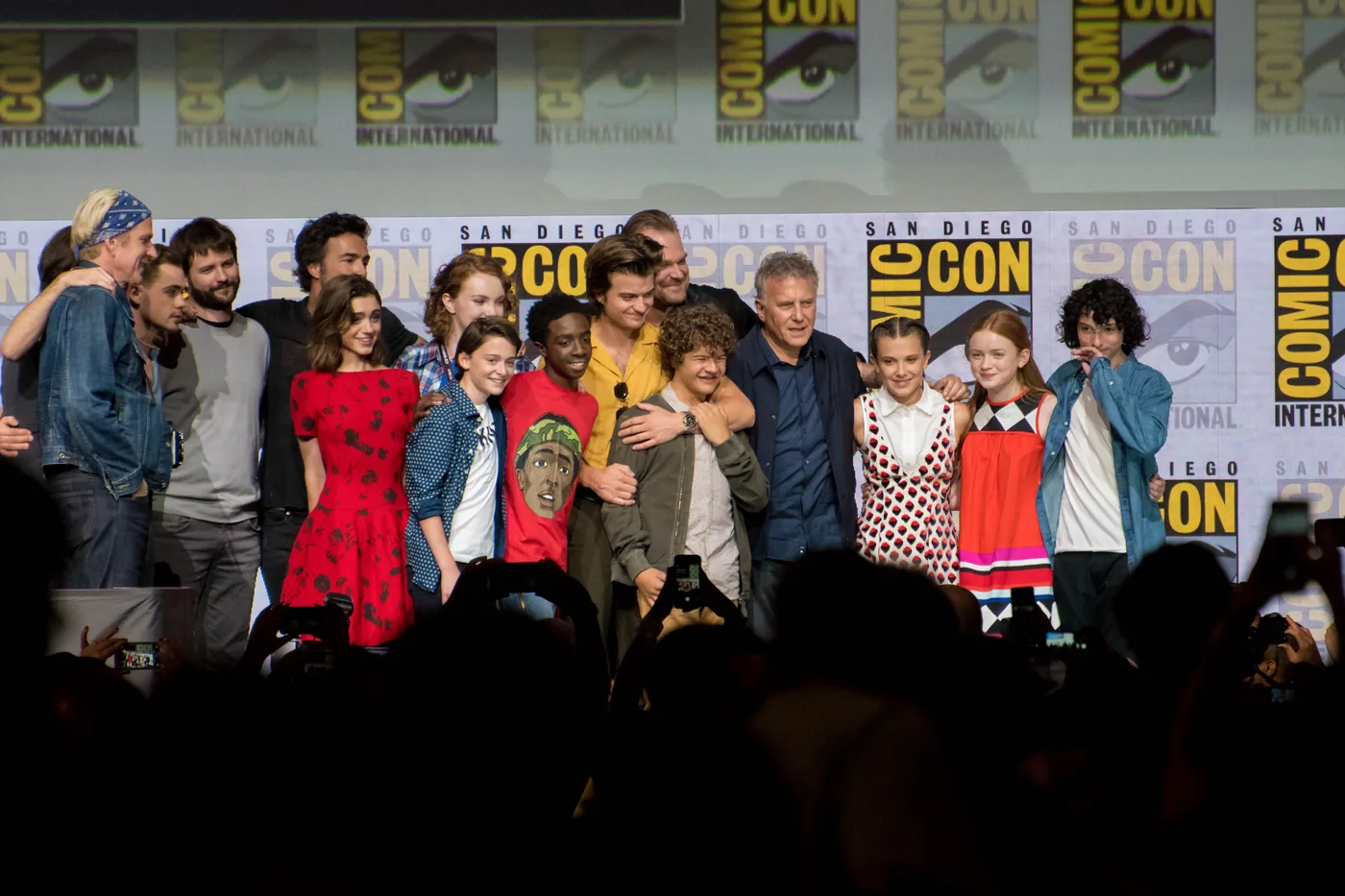 The Stranger Things cast on stage at San Diego Comic-Con