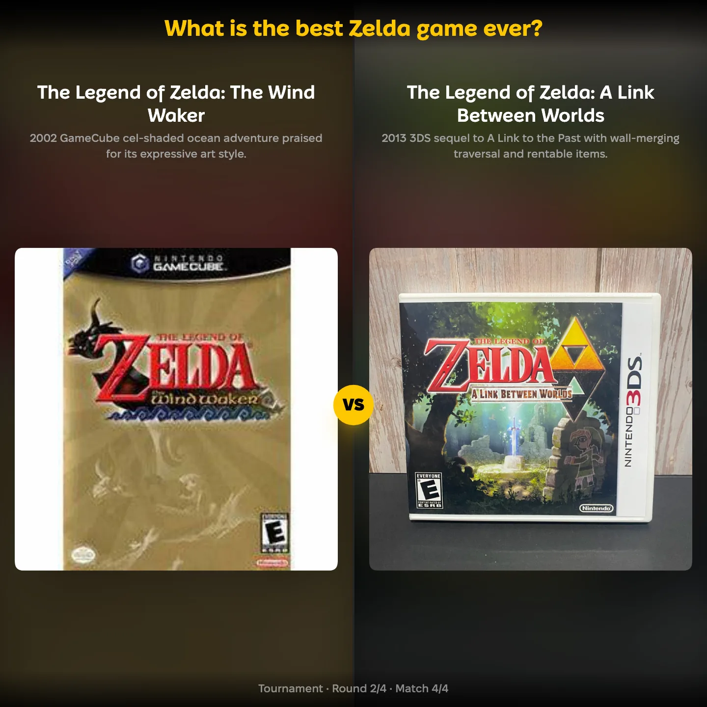 The Legend of Zelda The Wind Waker against A Link Between Worlds in the best Zelda game ranking