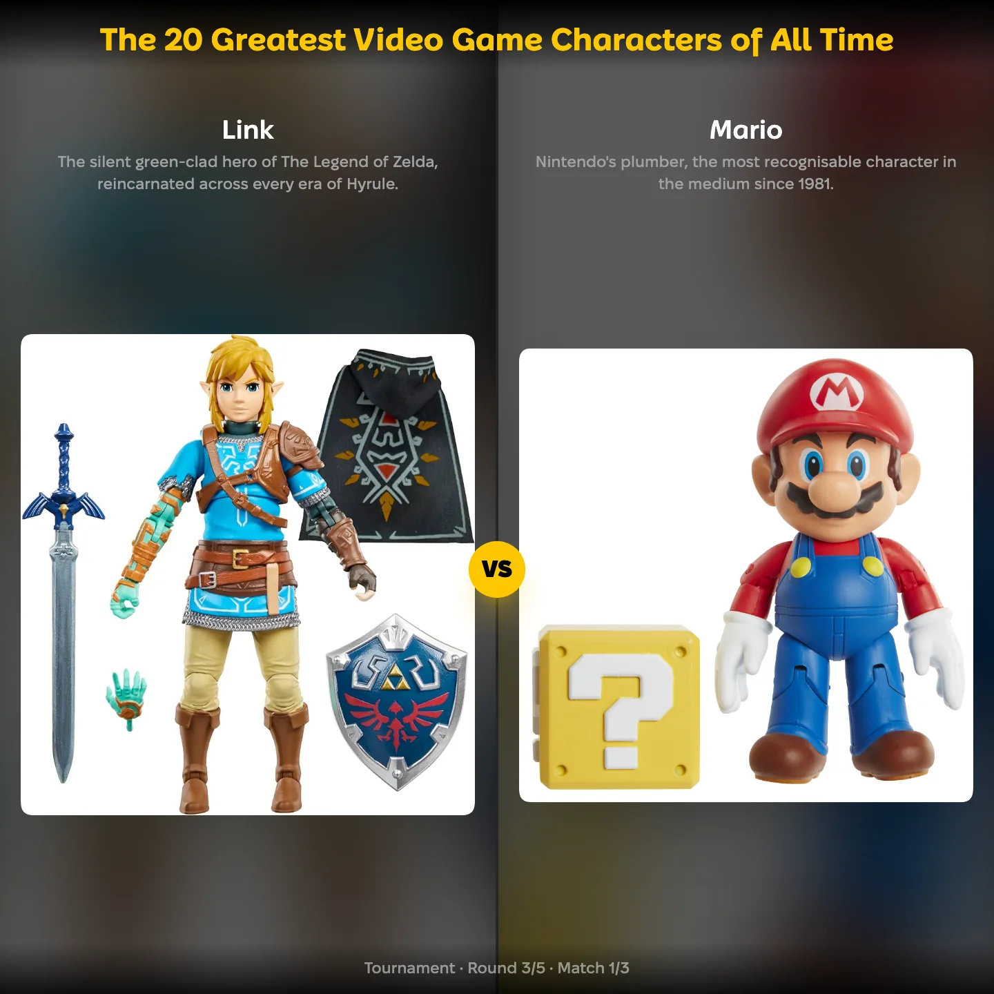 Link against Mario in the greatest video game characters ranking
