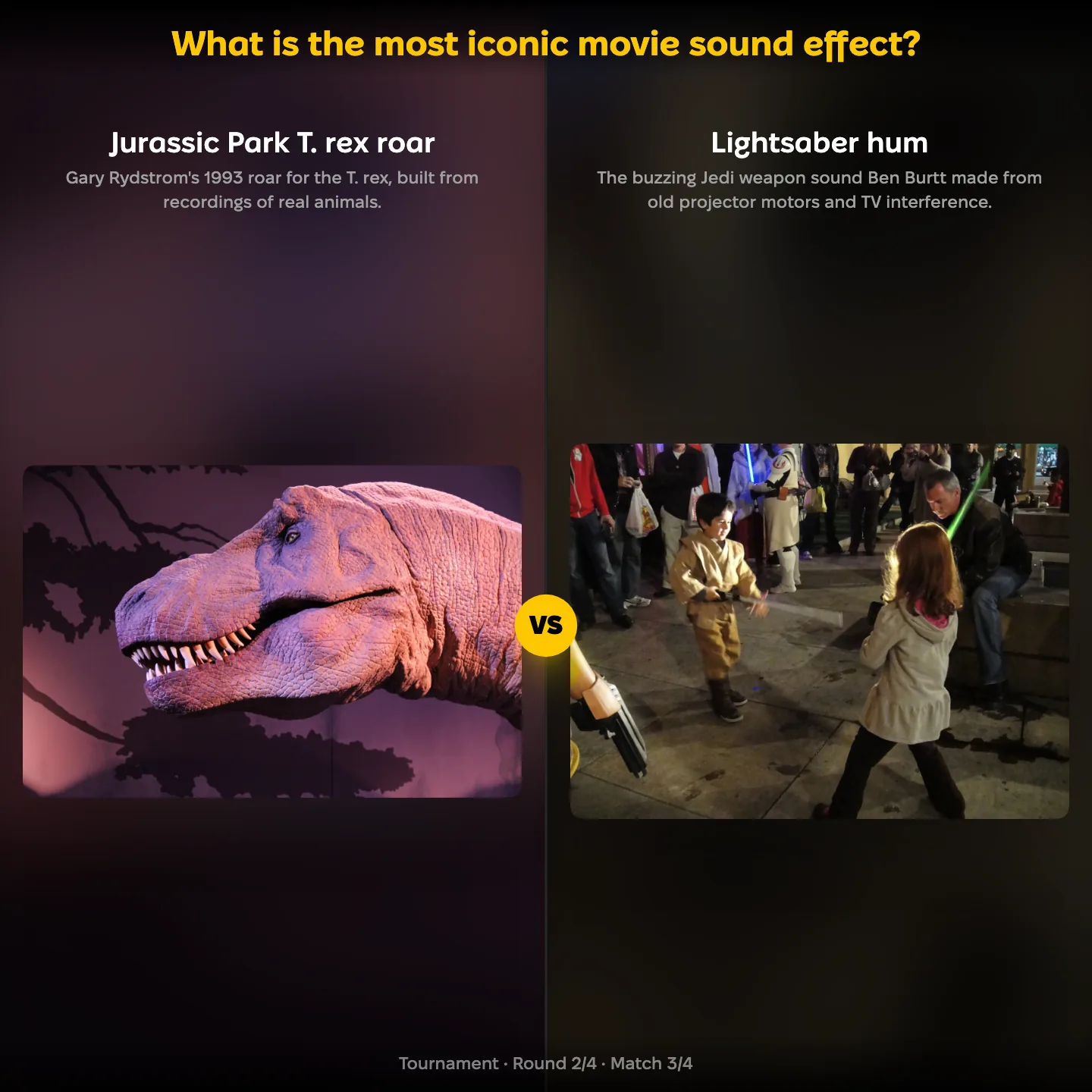The most iconic movie sound effect ranked: Jurassic Park T. rex roar vs lightsaber hum