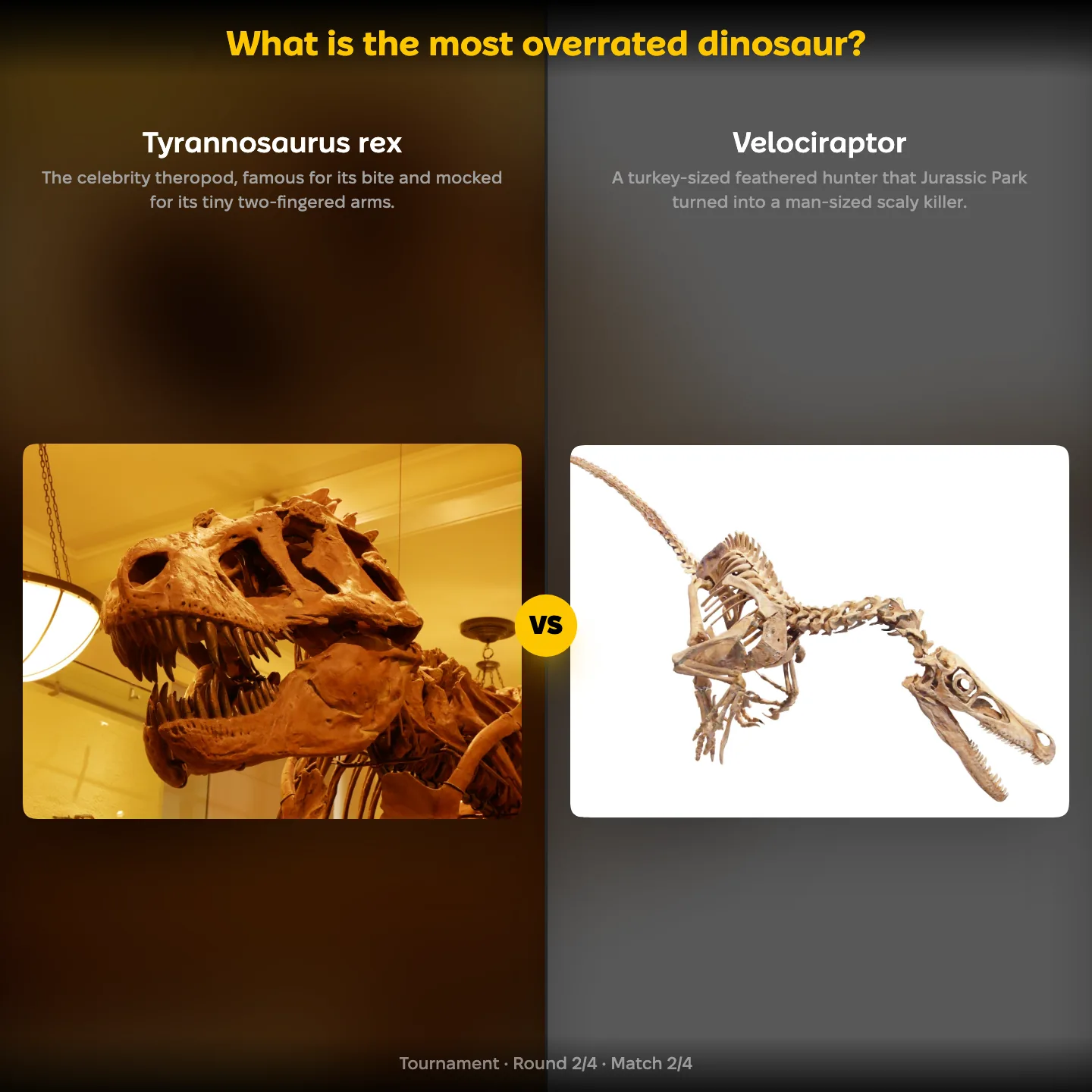 The most overrated dinosaur ranked: Tyrannosaurus rex vs Velociraptor