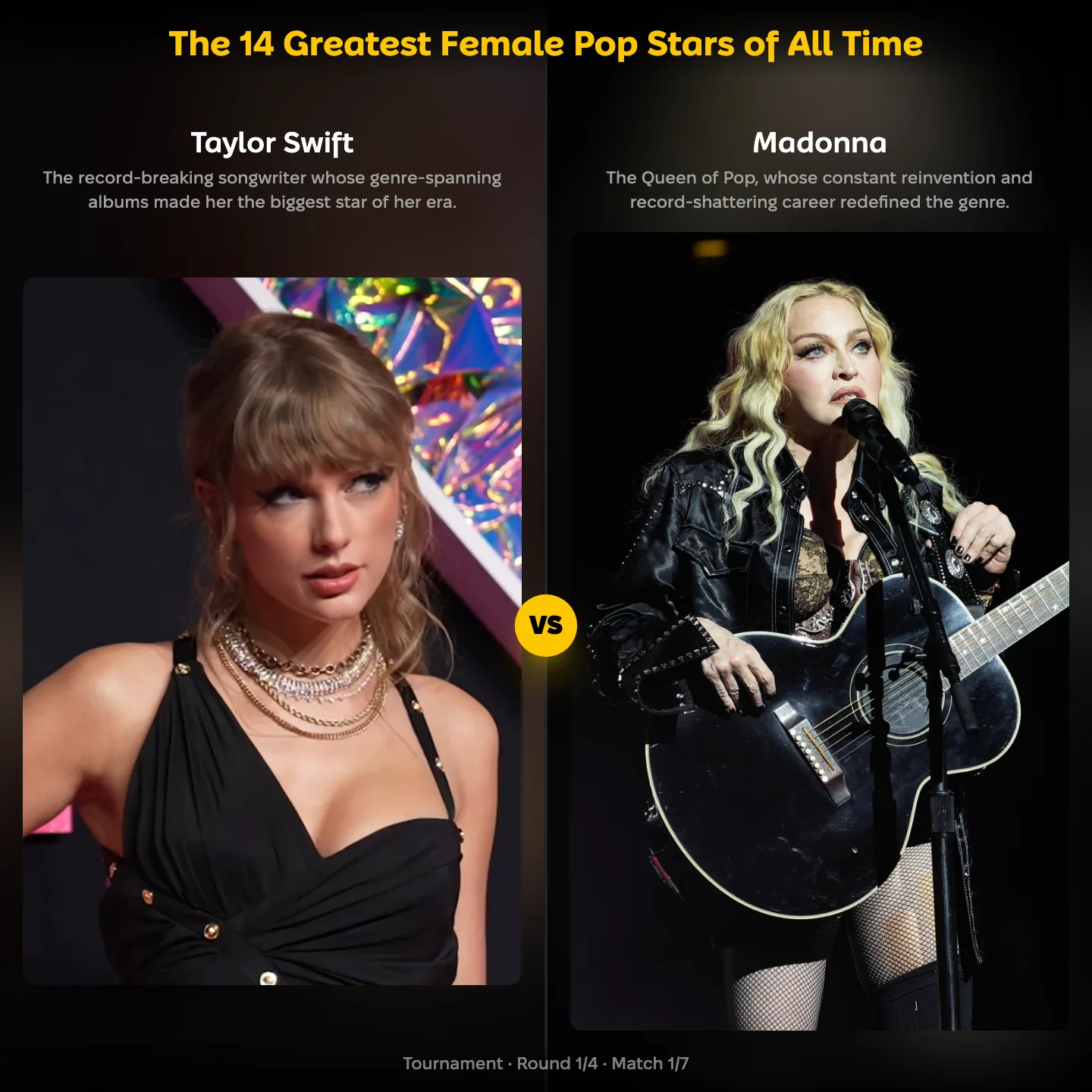 The 14 greatest female pop stars of all time, Taylor Swift against Madonna
