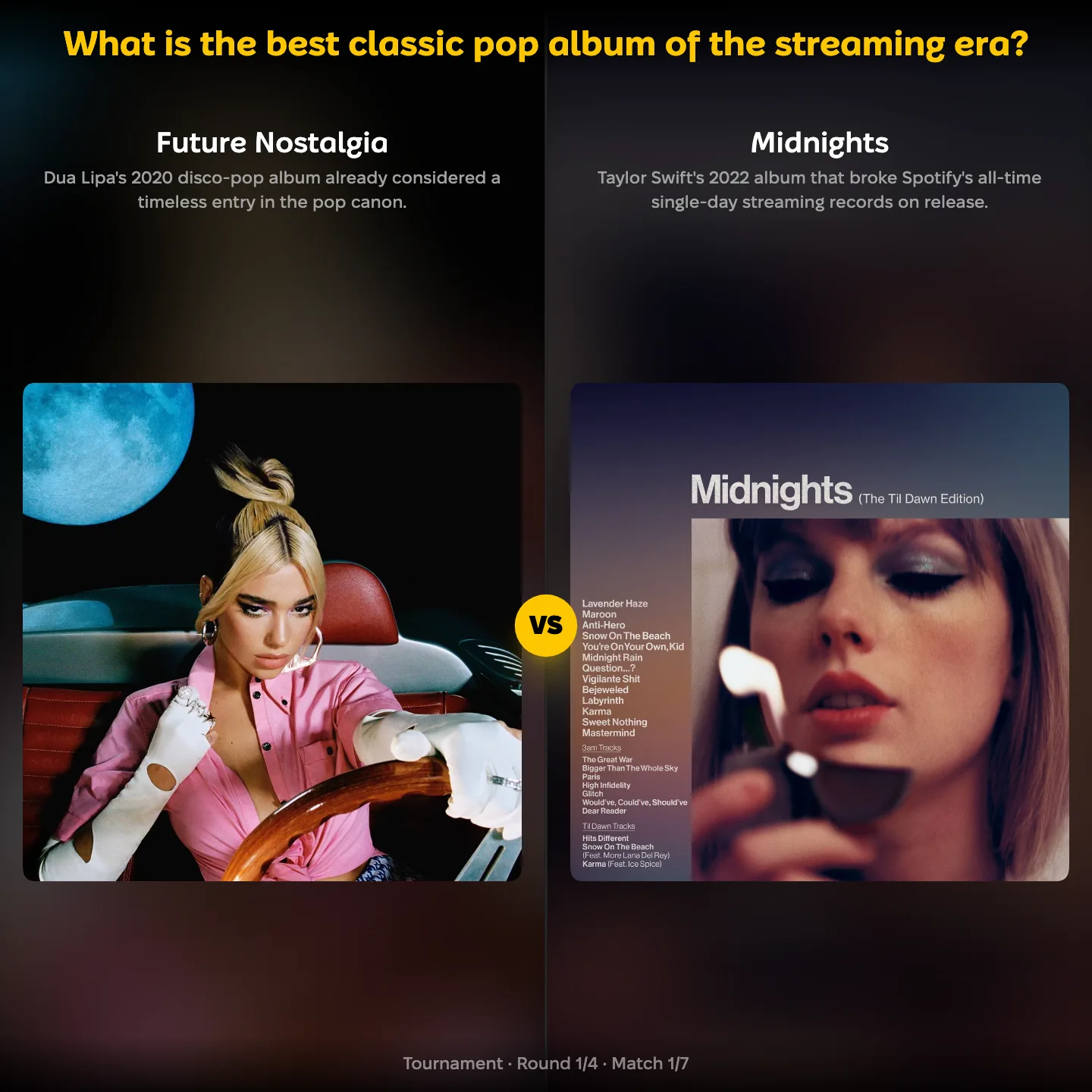 The best classic pop album of the streaming era, Future Nostalgia against Midnights