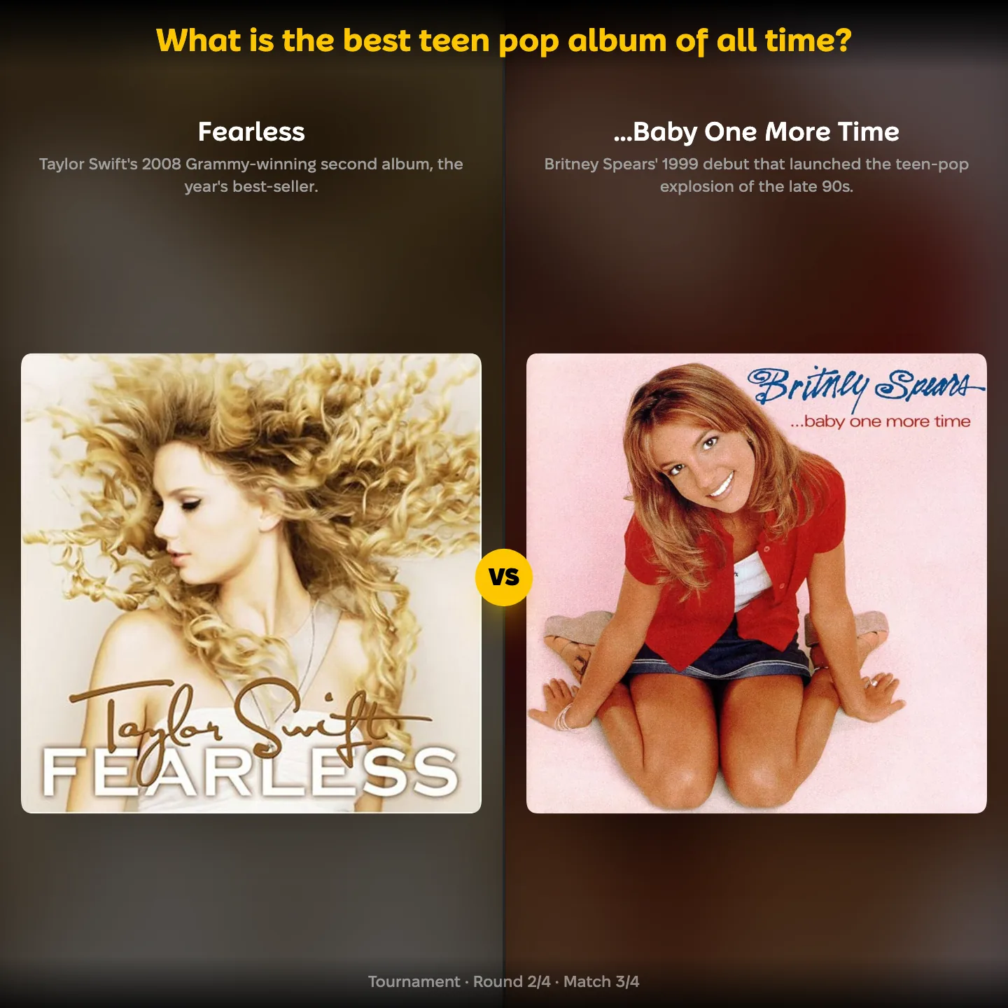 The best teen pop album of all time, Fearless against ...Baby One More Time