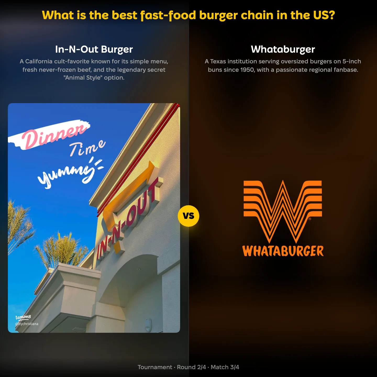 The best fast-food burger chain in the US ranked, with In-N-Out Burger against Whataburger