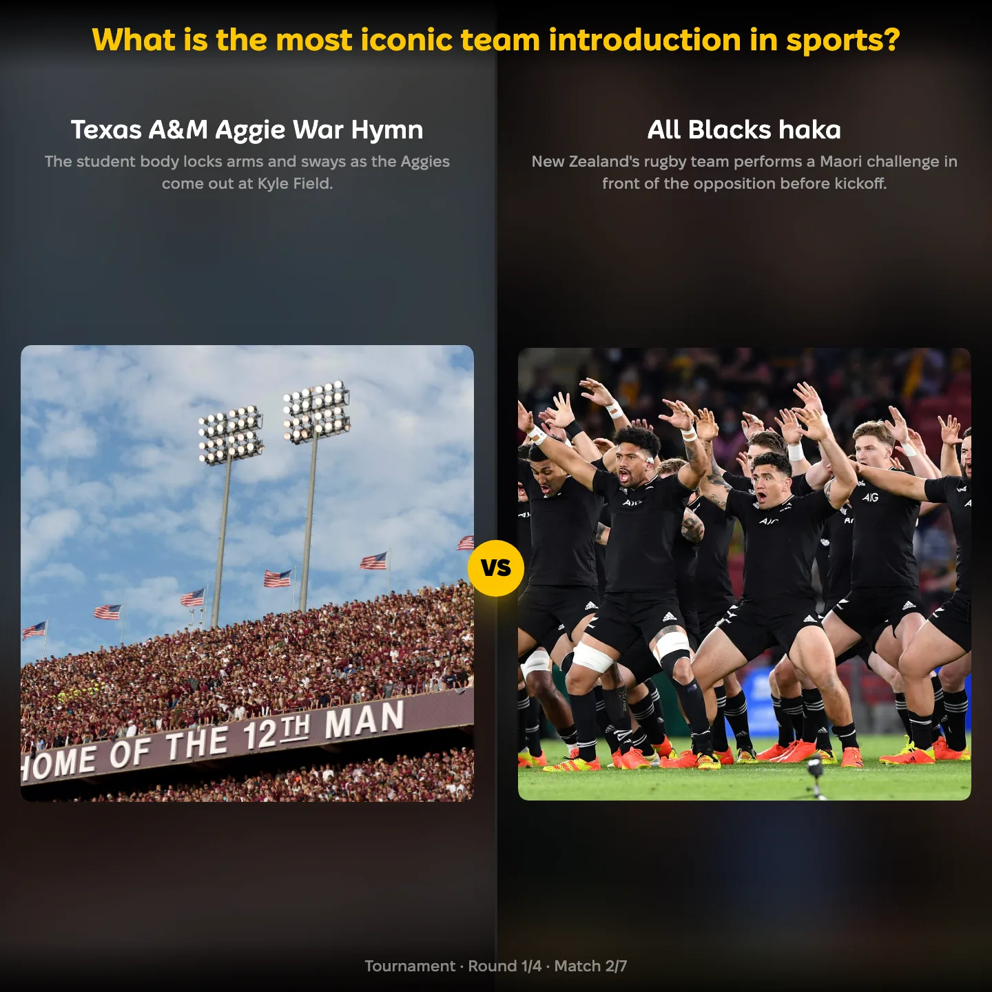 The most iconic team introduction in sports ranked, with the Texas A&M Aggie War Hymn against the All Blacks haka