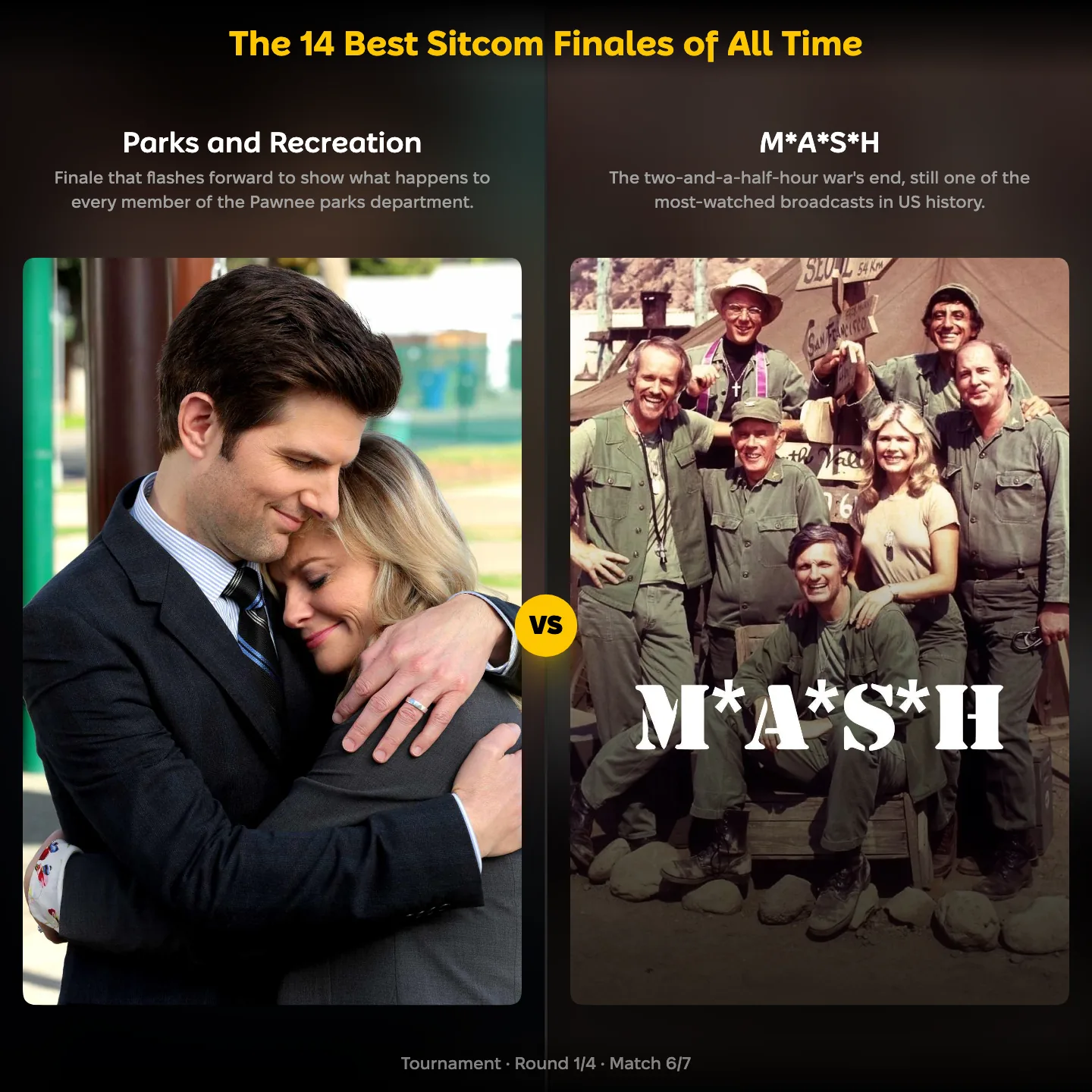 The best sitcom finales of all time, with Parks and Recreation facing M*A*S*H