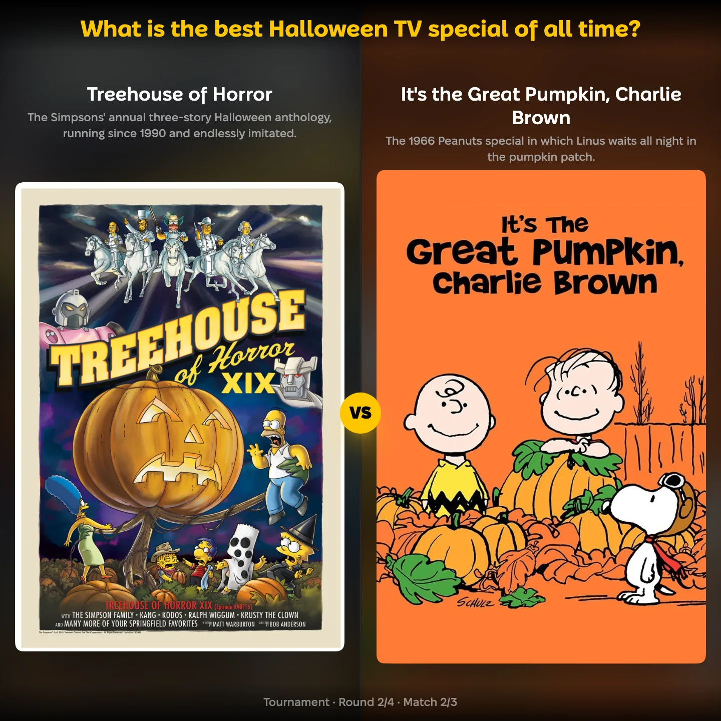 The best Halloween TV special of all time ranked, with Treehouse of Horror against It's the Great Pumpkin, Charlie Brown