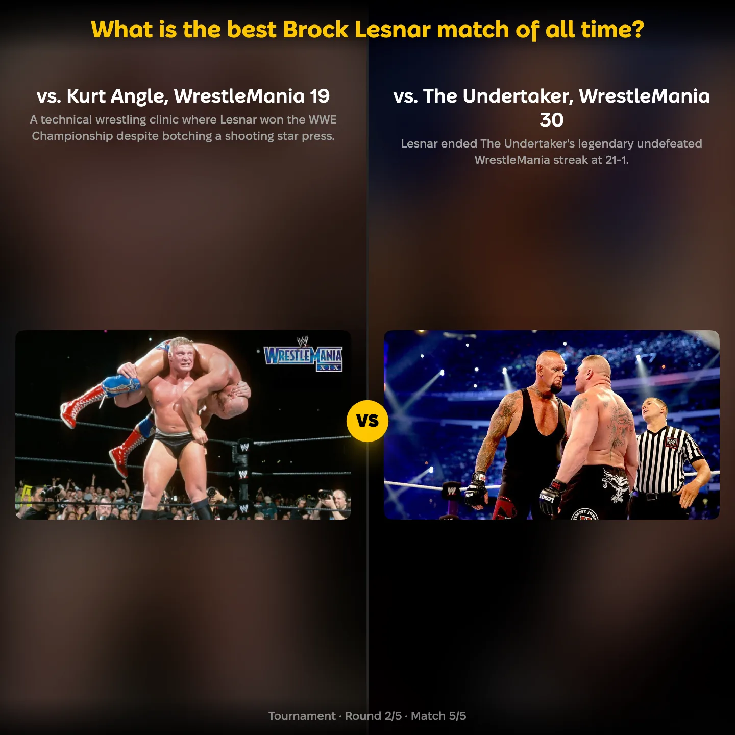 The best Brock Lesnar match of all time ranked, Lesnar vs Kurt Angle against Lesnar vs The Undertaker