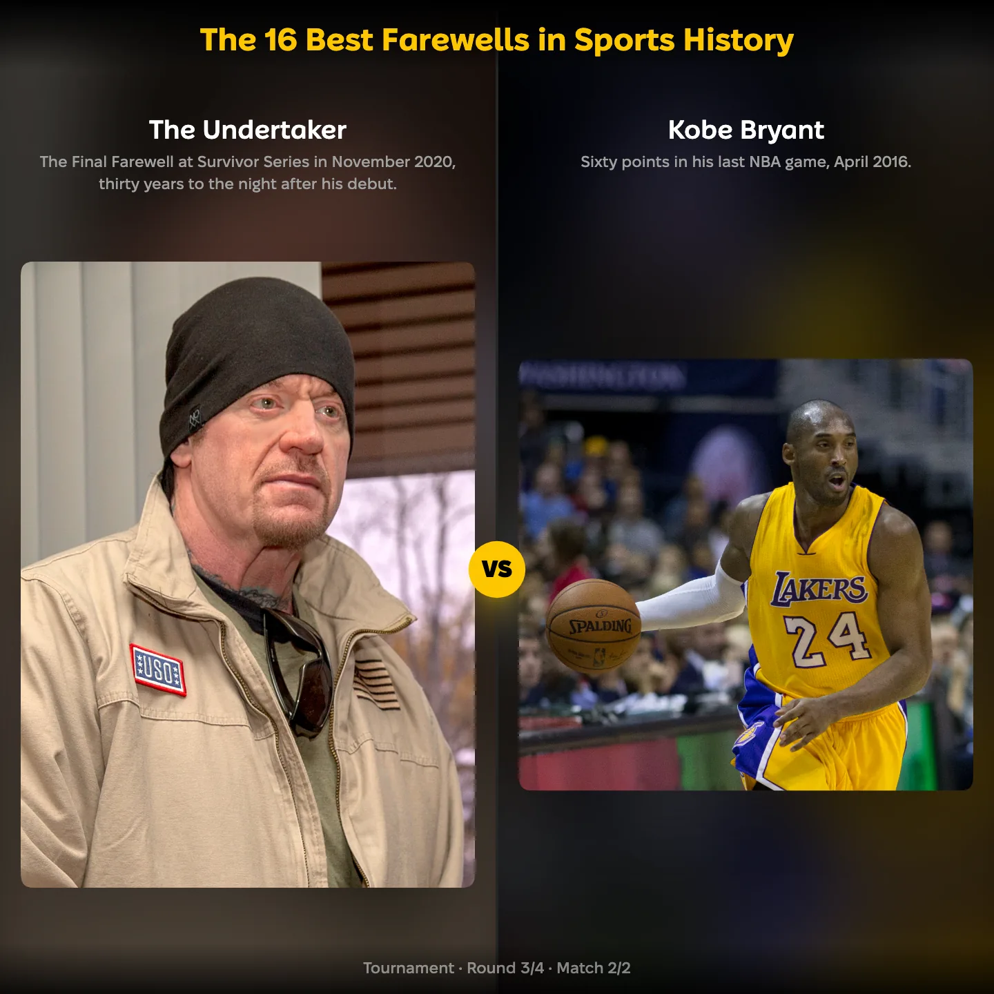 The best farewells in sports history ranked, The Undertaker against Kobe Bryant