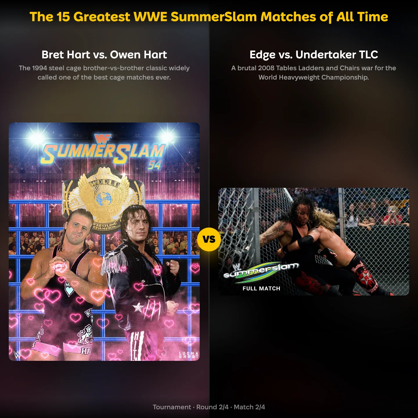 The greatest WWE SummerSlam matches of all time ranked, Edge vs Undertaker against Bret Hart vs Owen Hart