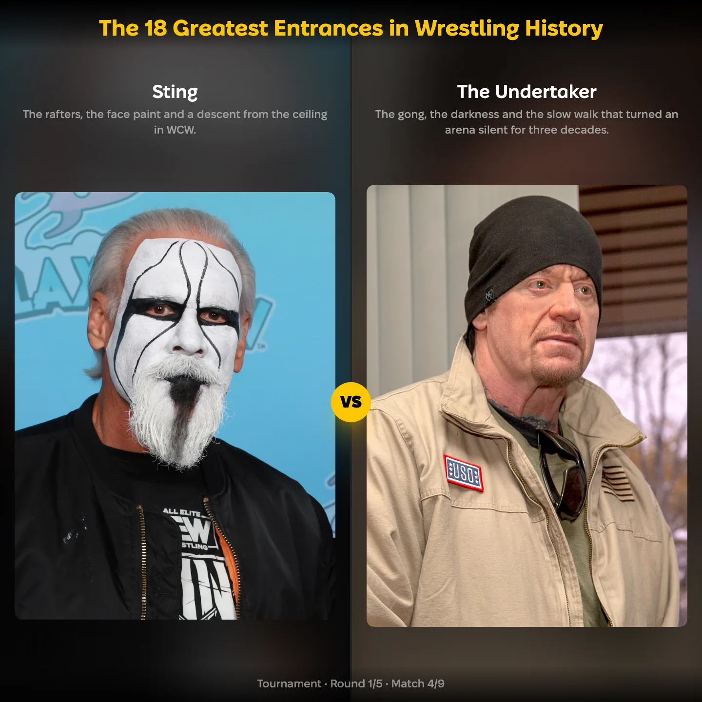 The greatest entrances in wrestling history ranked, The Undertaker against Sting