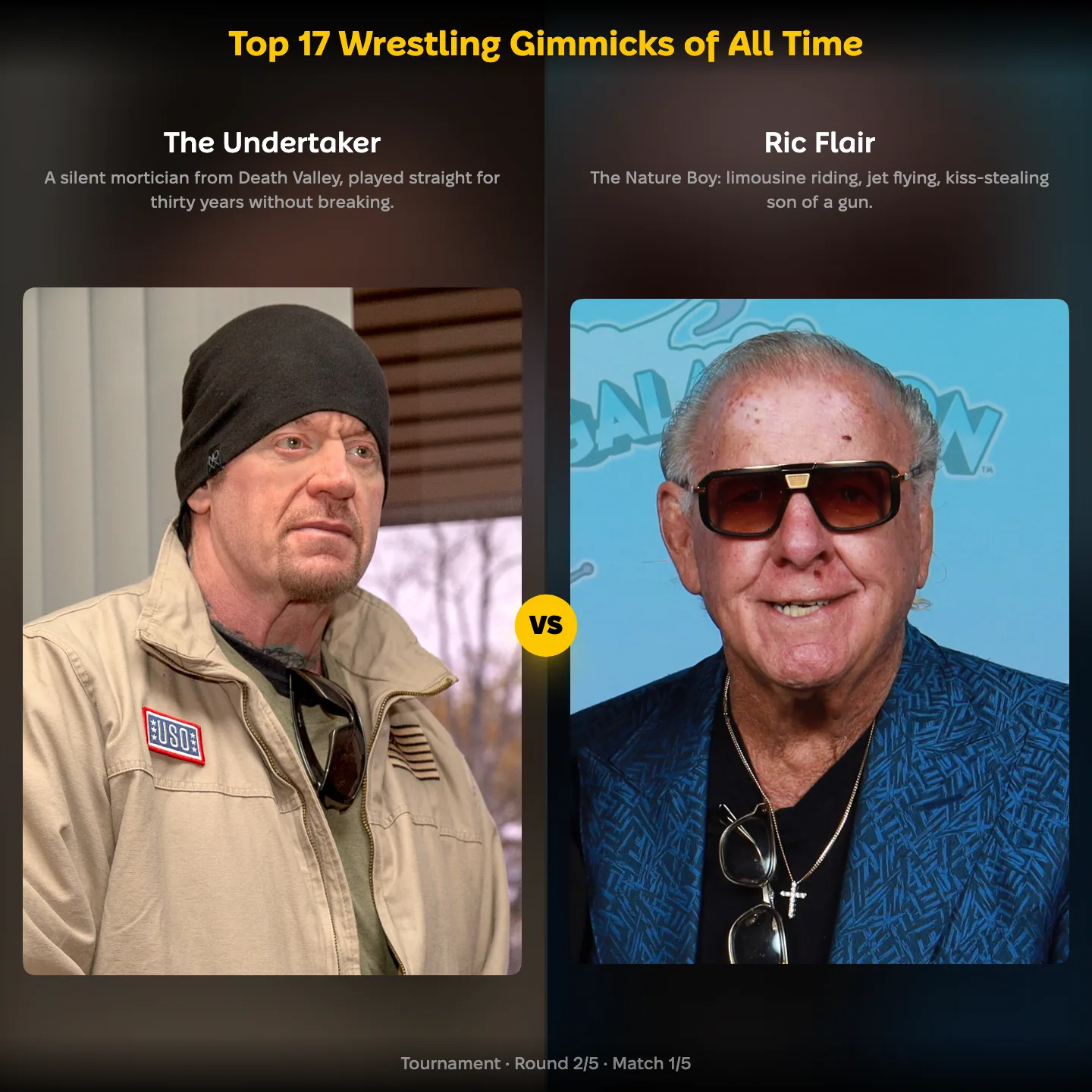 The greatest wrestling gimmicks of all time ranked, The Undertaker against Ric Flair