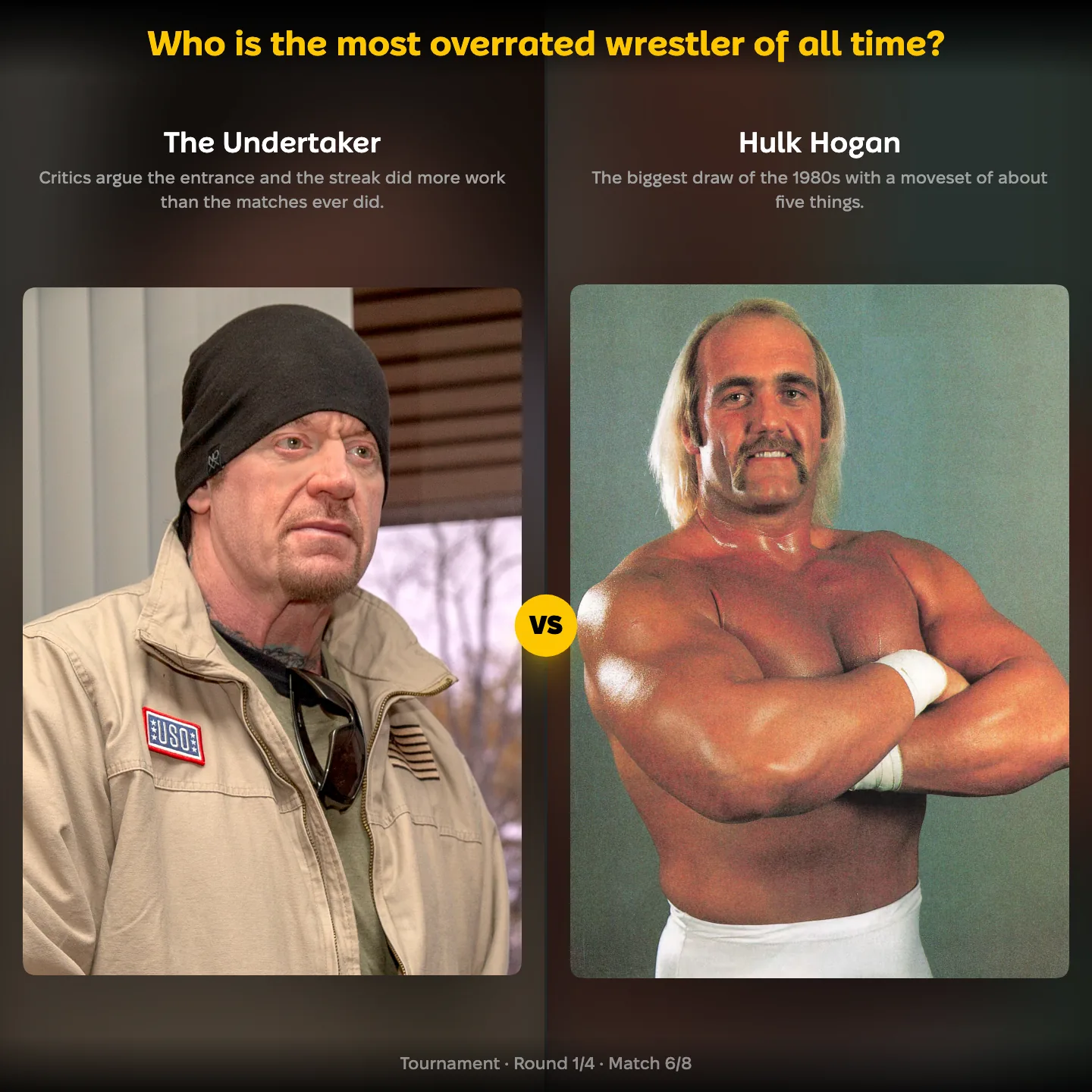 The most overrated wrestler of all time ranked, The Undertaker against Hulk Hogan