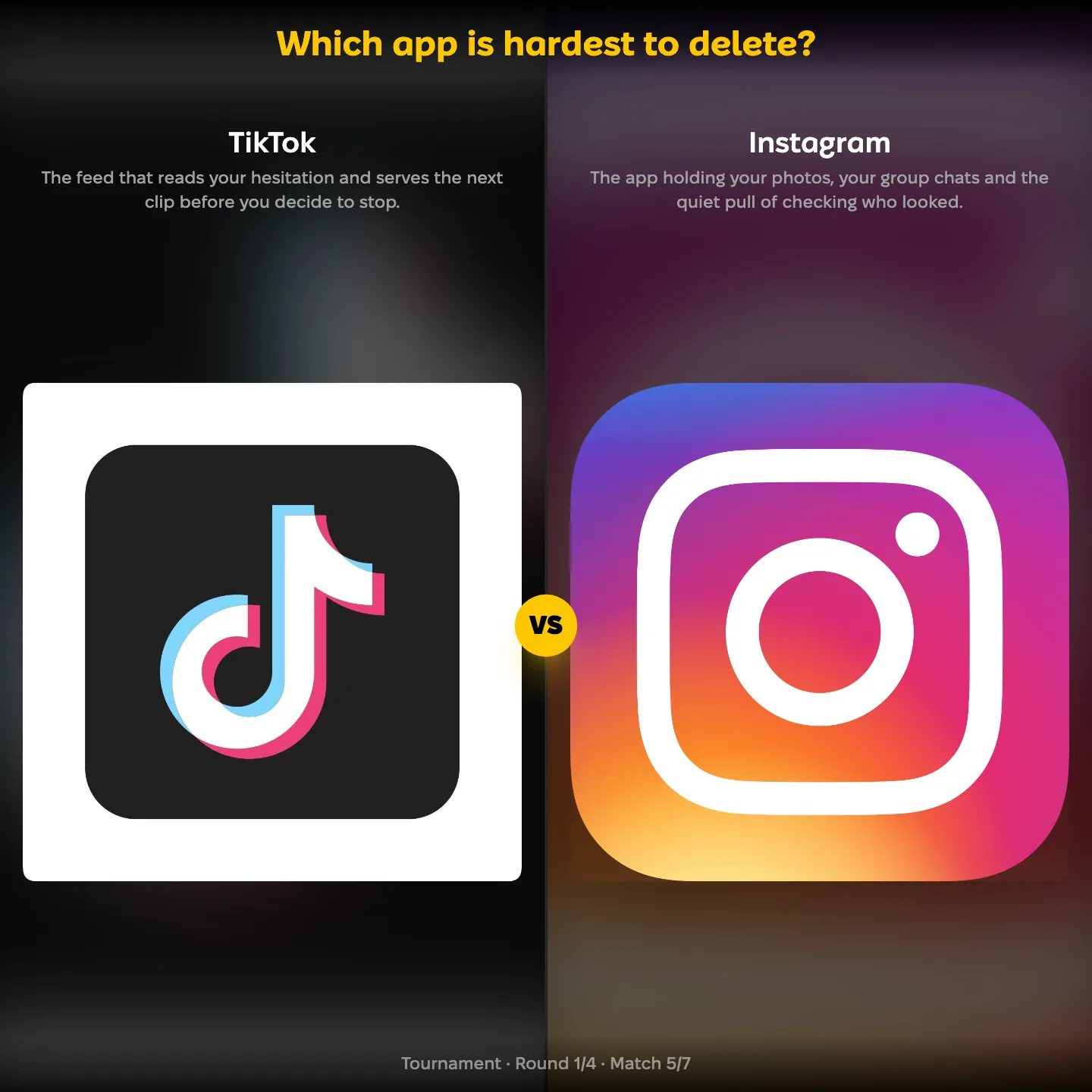 Which app is hardest to delete ranked, with TikTok facing Instagram