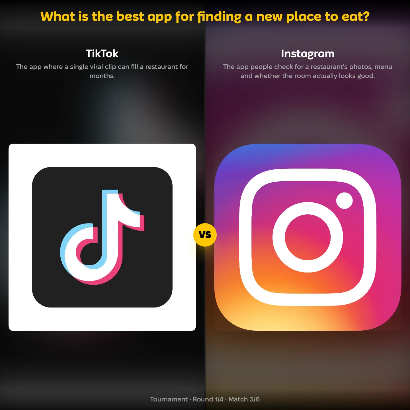 The best app for finding a new place to eat ranked, with TikTok facing Instagram