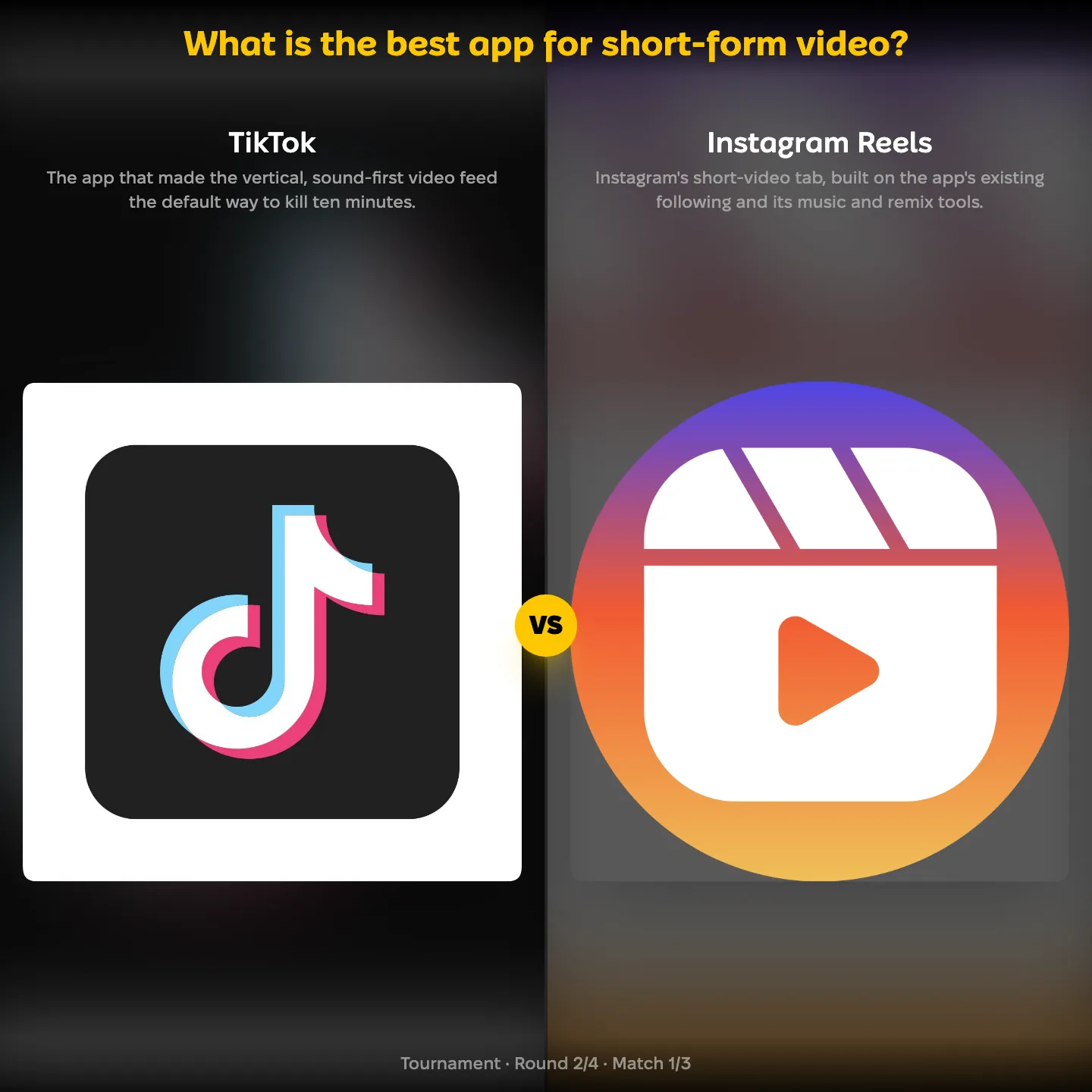 The best app for short-form video ranked, with TikTok facing Instagram Reels