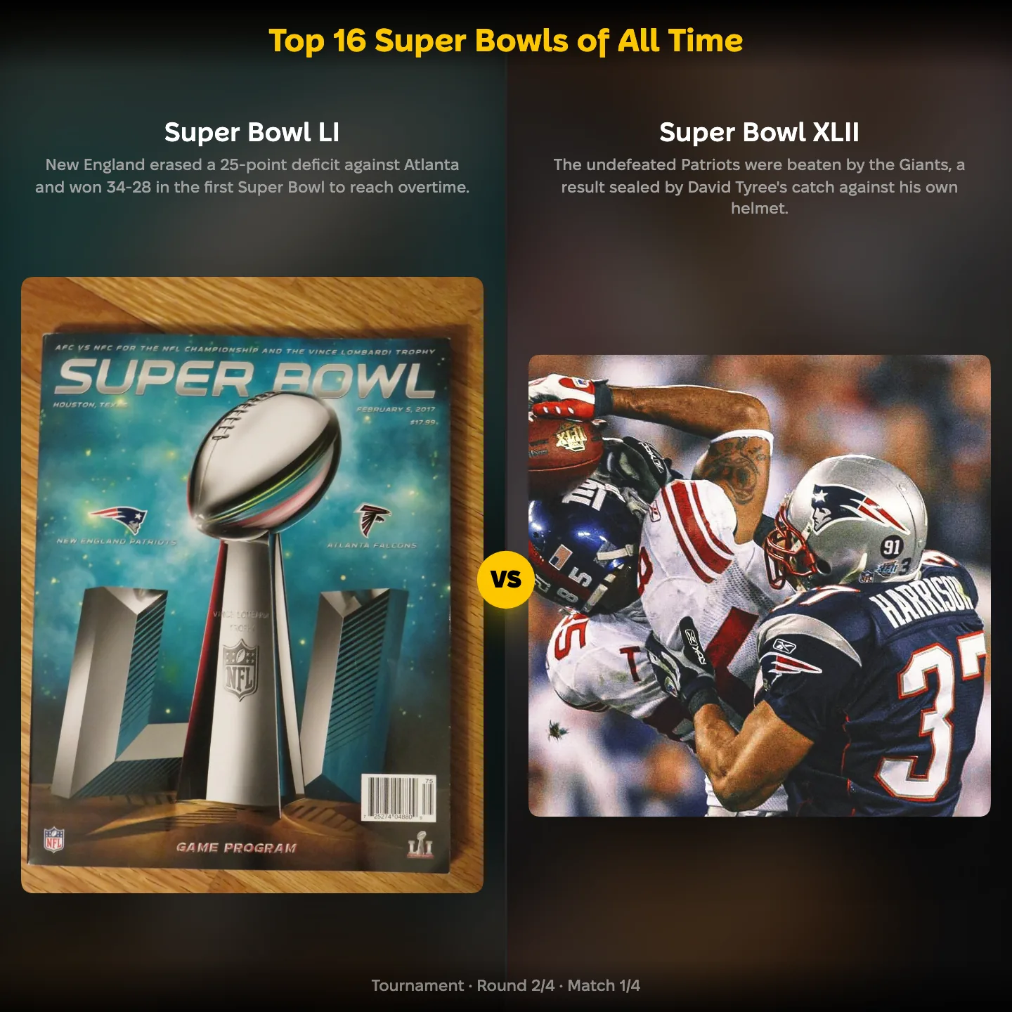 Top 16 Super Bowls of all time ranked, Super Bowl LI against Super Bowl XLII