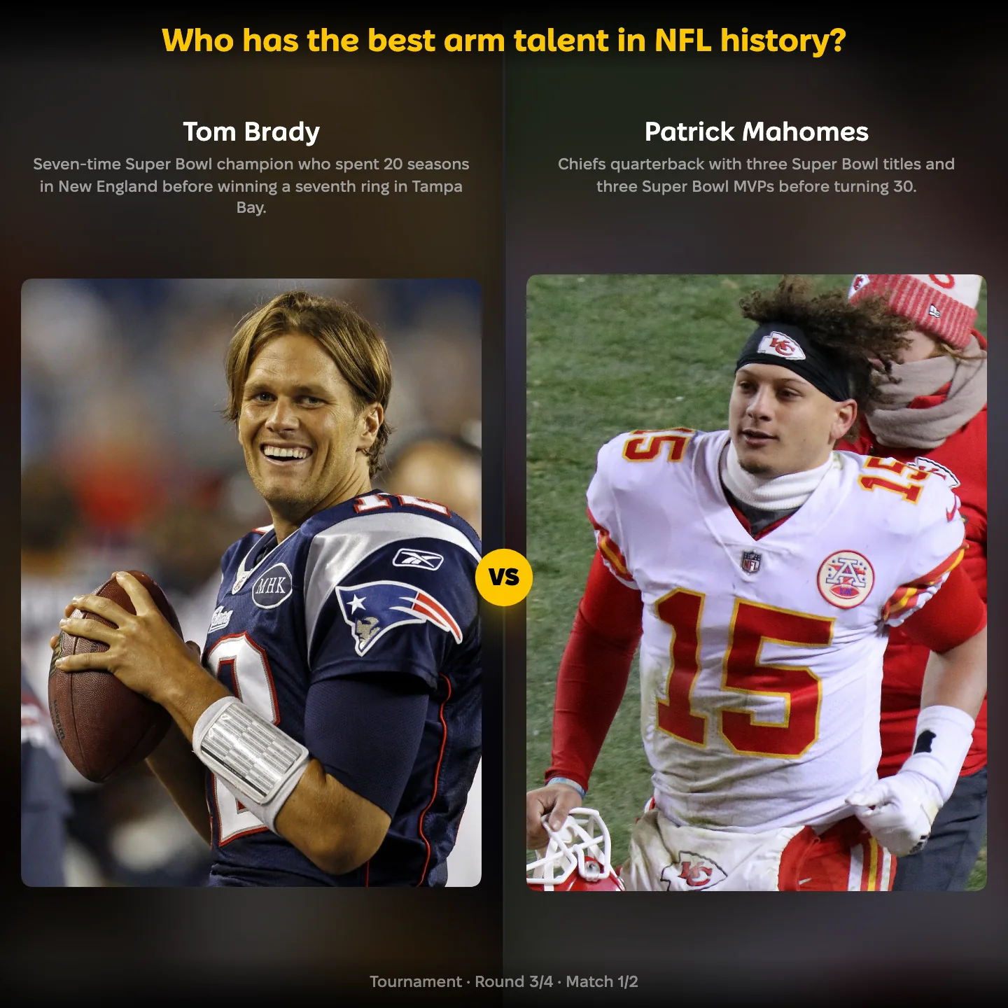 The best arm talent in NFL history ranked, with Tom Brady against Patrick Mahomes
